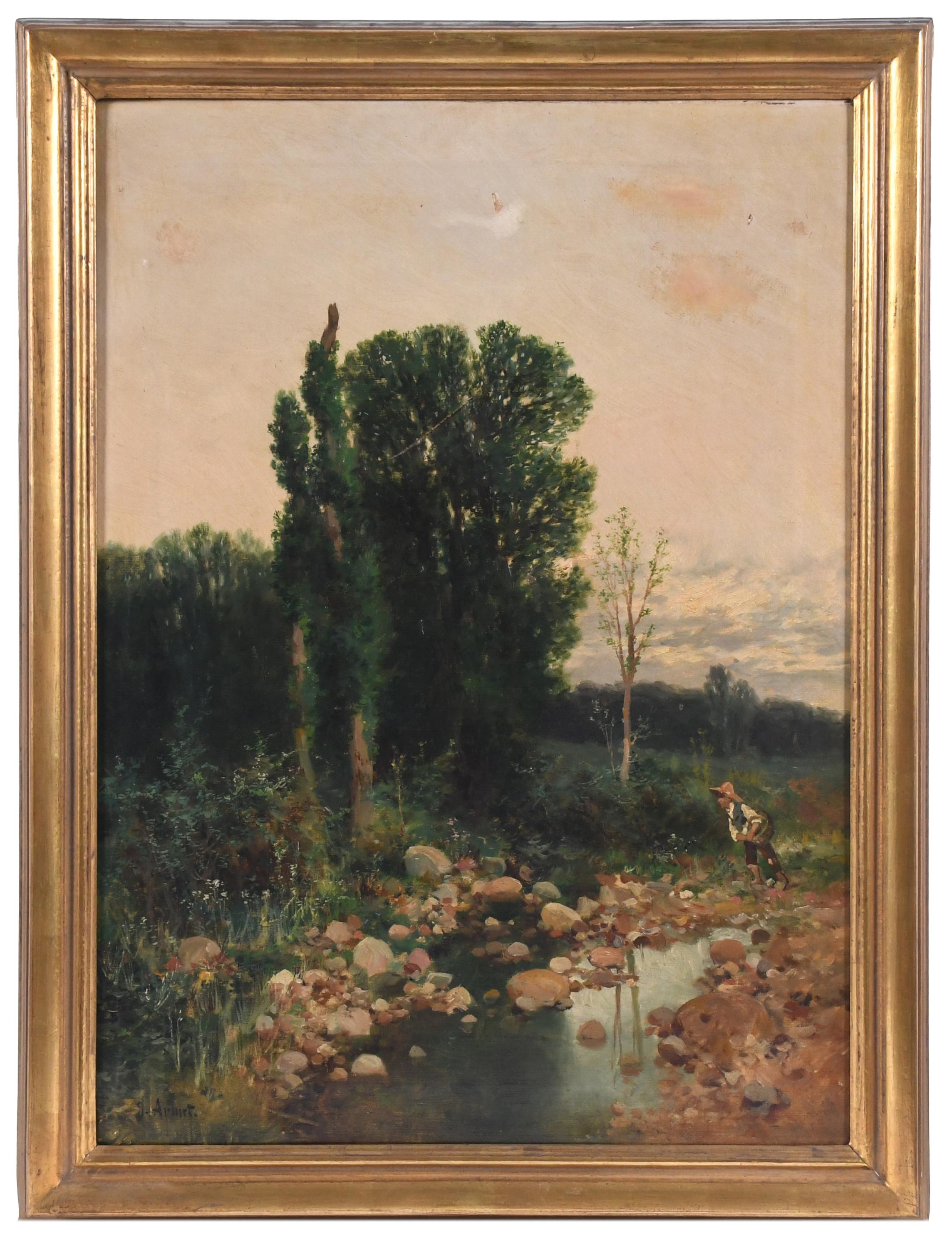 JOSEP ARMET I PORTANELL (1843-1911). "PAISAJE FLUVIAL CON F