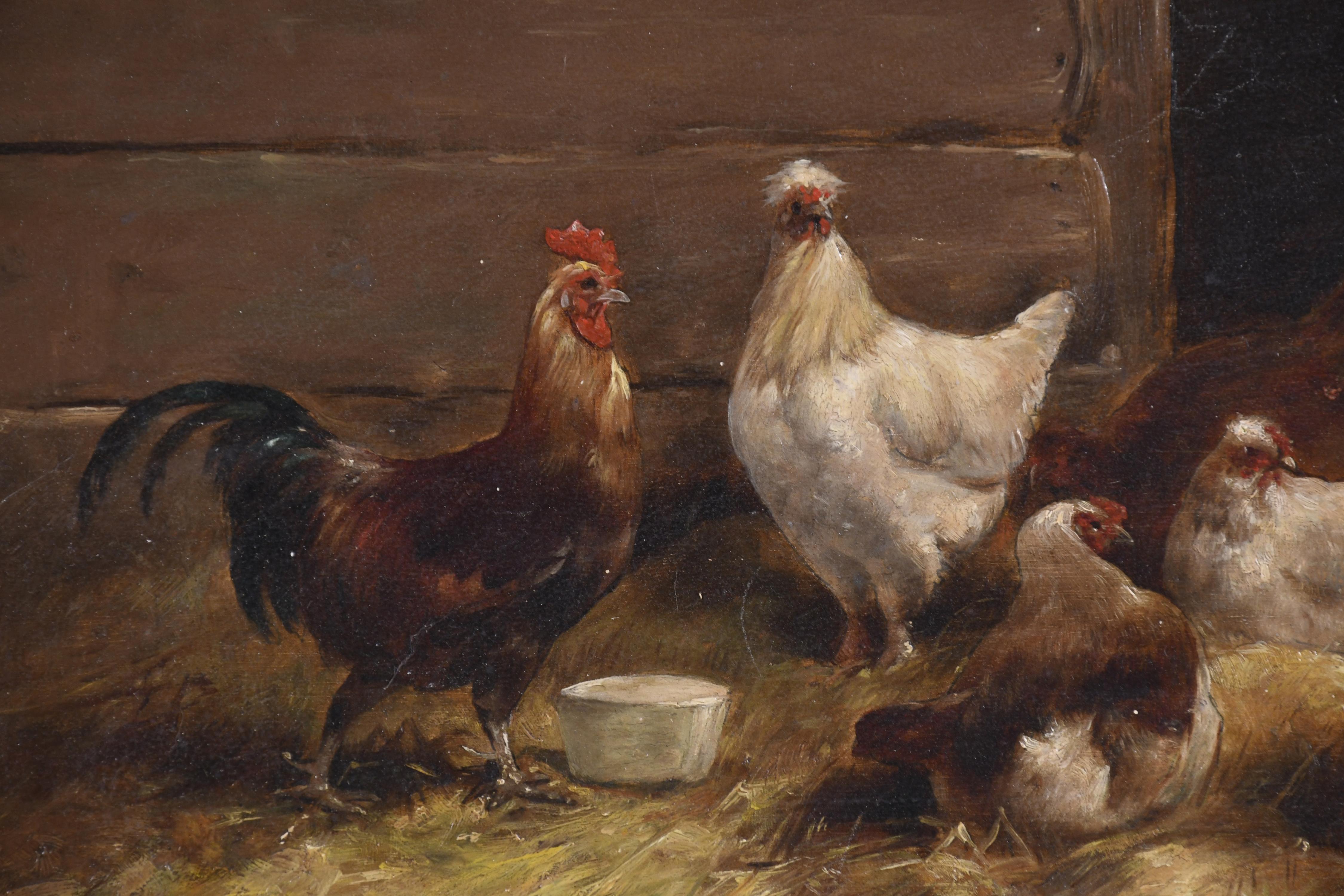 JAN DE BECKER (XIX). "GALLINERO", 1885?.