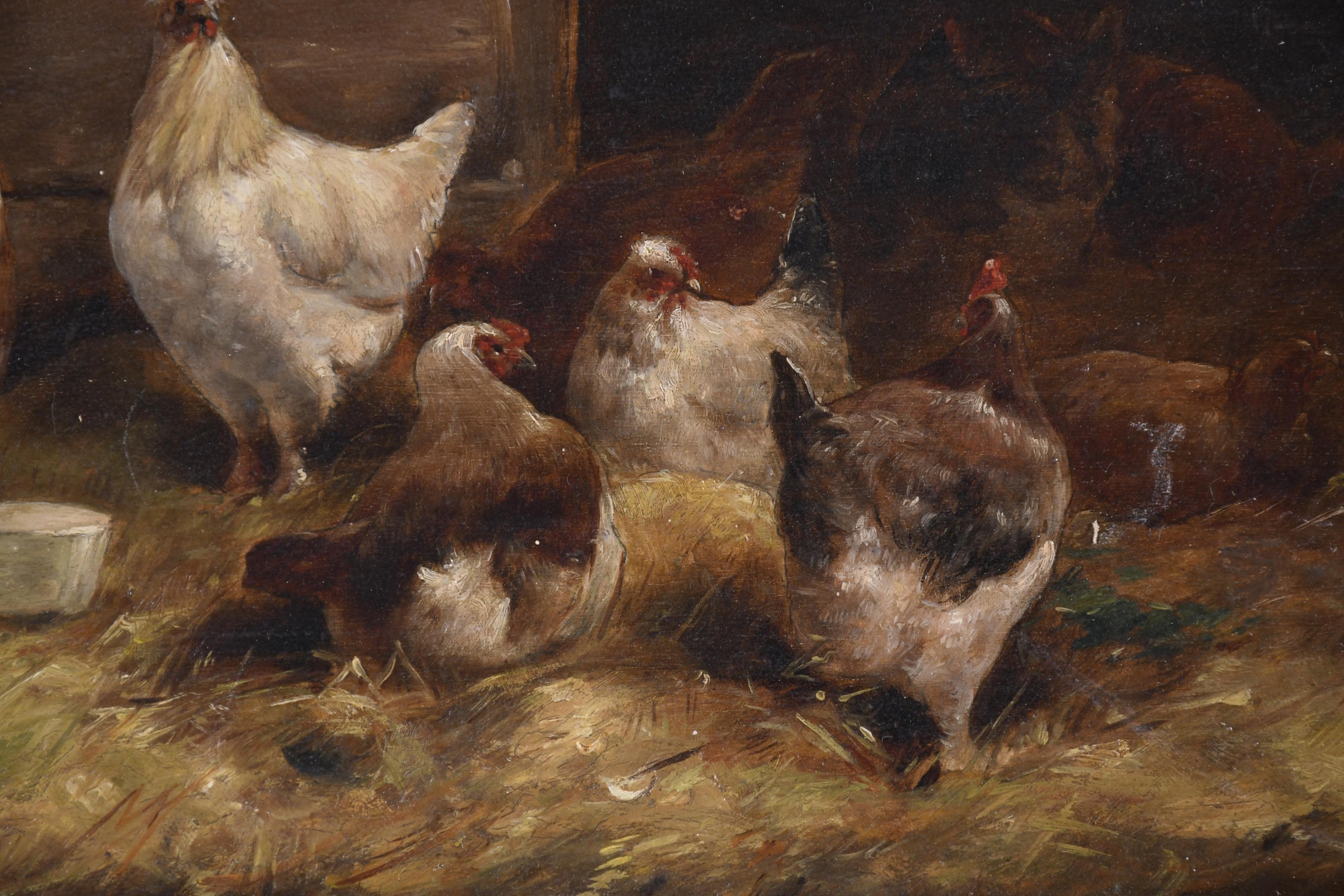 JAN DE BECKER (XIX). "GALLINERO", 1885?.