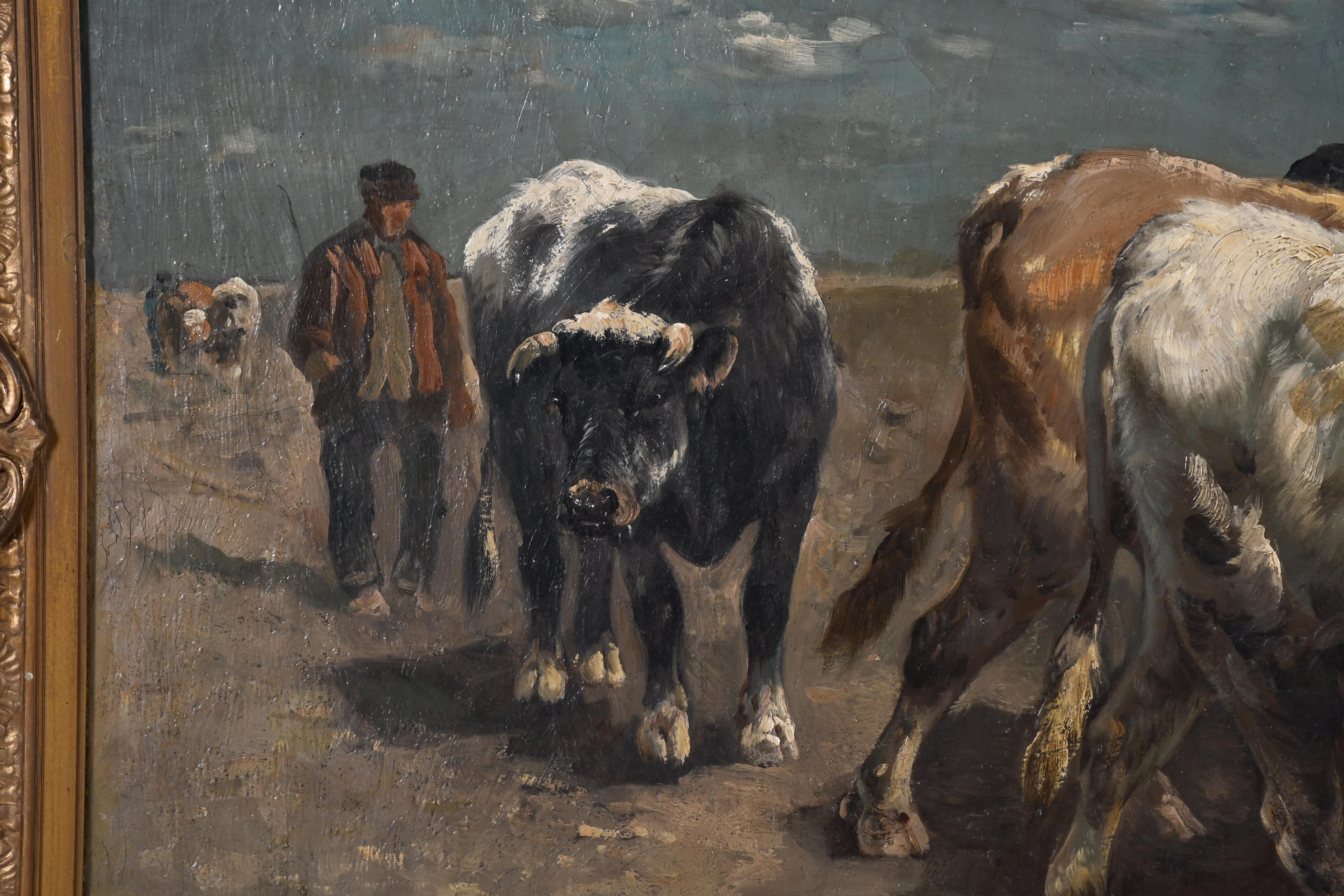 HENRY SCHOUTEN (1857/64-1927).  "VACAS Y PASTORES".