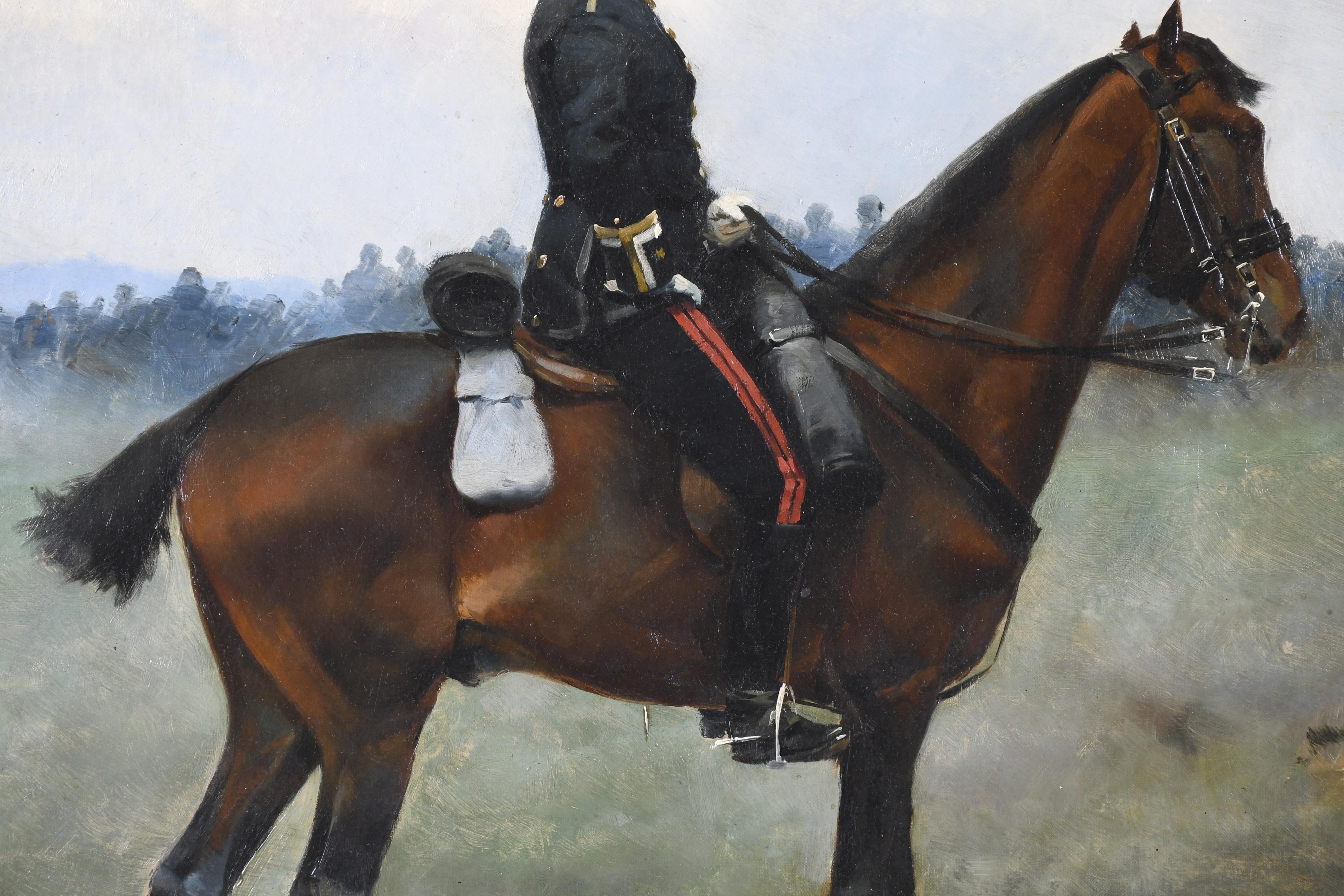 JOSEP CUSACHS I CUSACHS (1851-1908). "SOLDADO A CABALLO", 1