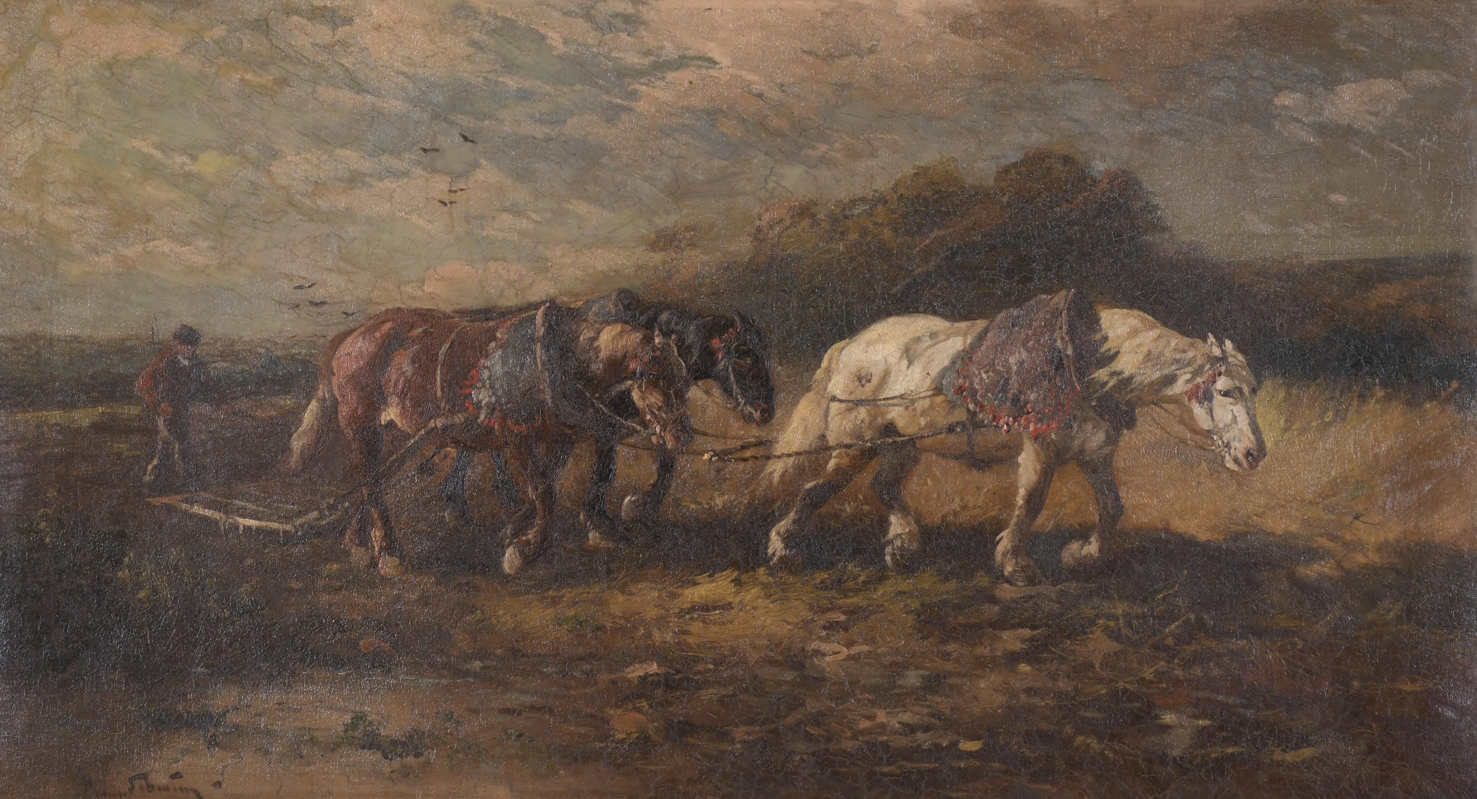 HENRY SCHOUTEN (1857/64-1927).  "CABALLOS LABRANDO".