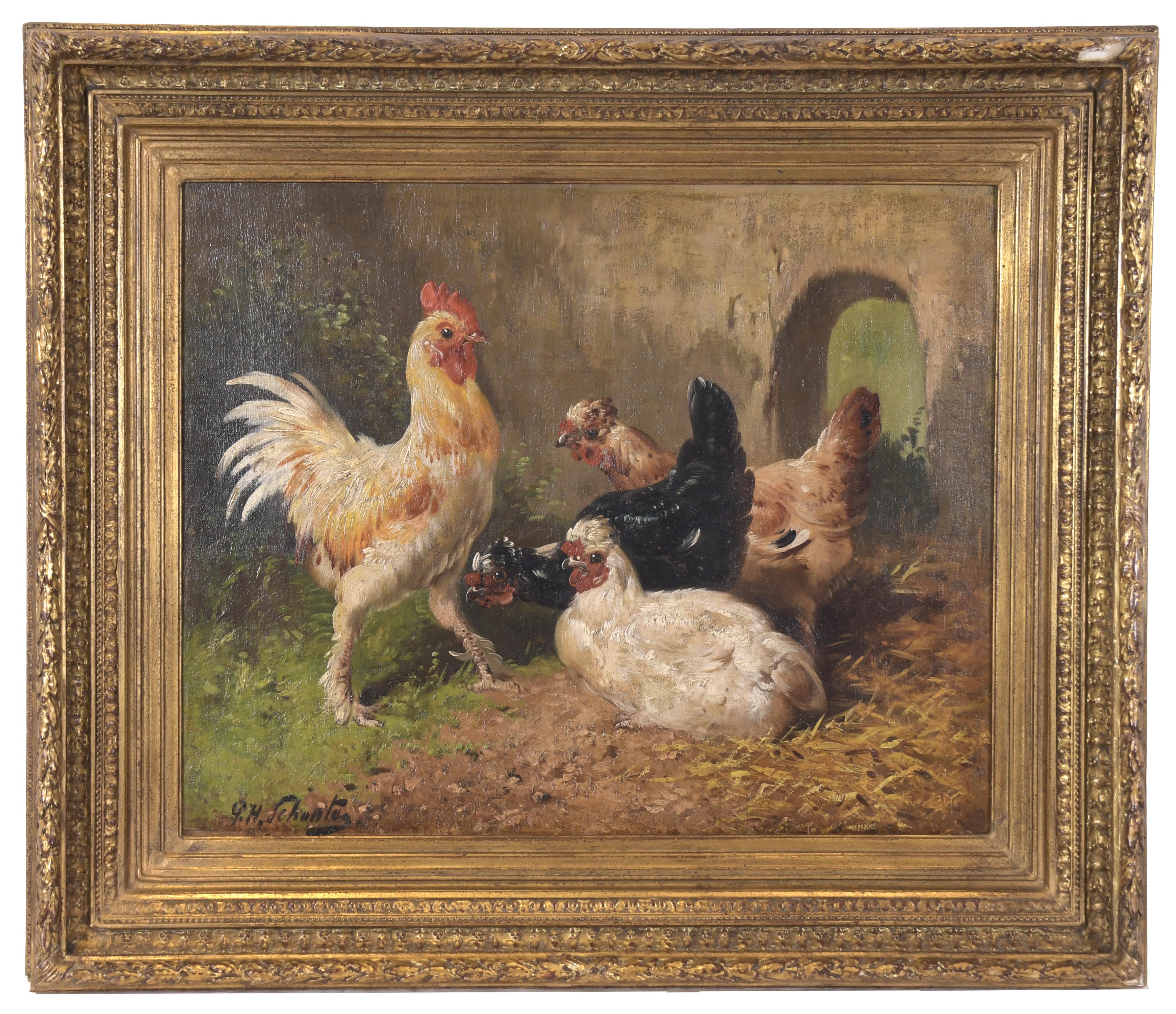 PAUL H. SHOUTEN (1860-1922). "GALLINAS".