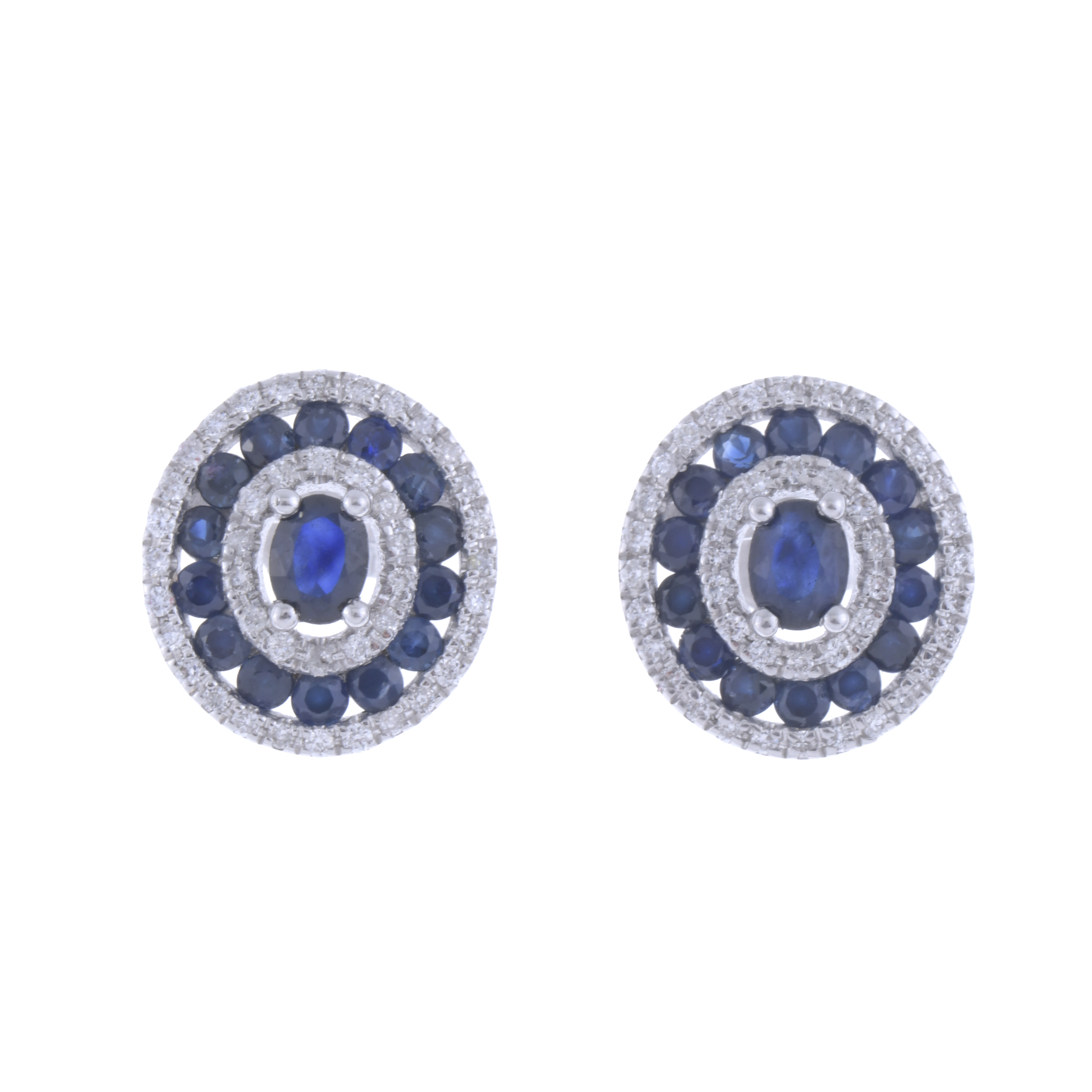 PENDIENTES OJO DE PERDIZ CON ZAFIROS Y DIAMANTES.