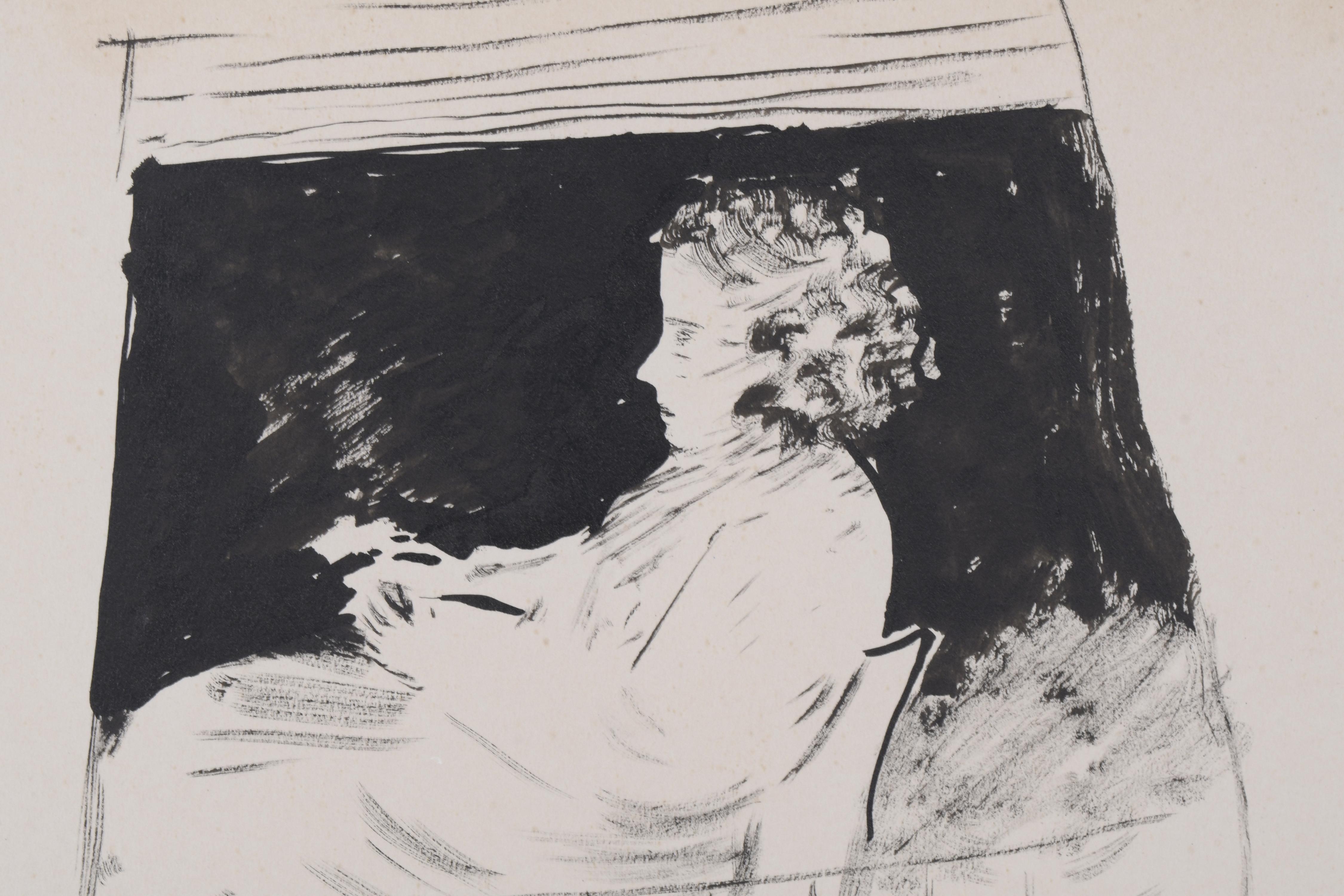 ESTEBAN VICENTE (1903-2001).  "FIGURA SENTADA EN EL BALCÓN"