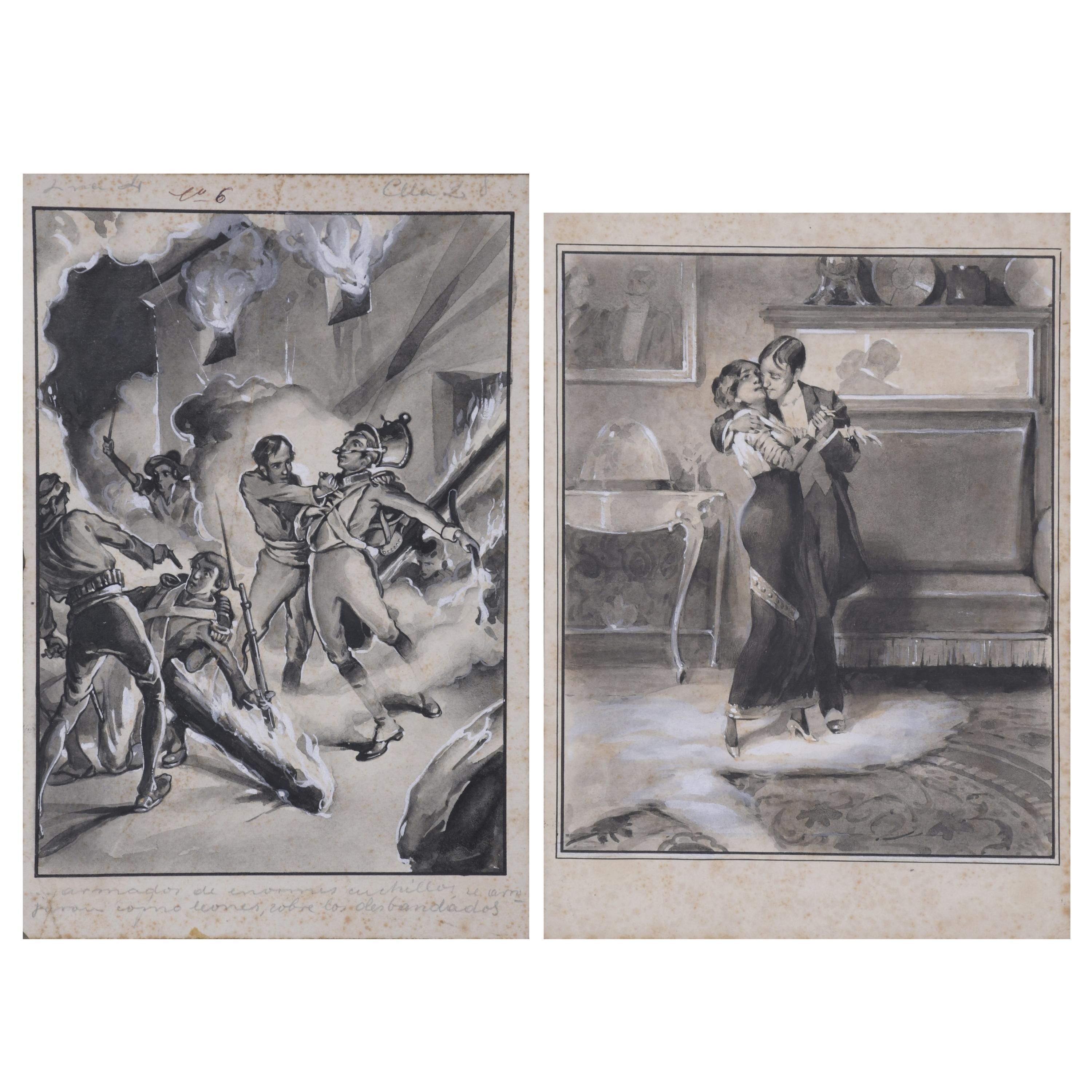 JOSÉ SEGRELLES ALBERT (1885-1969). Pareja de ilustraciones 
