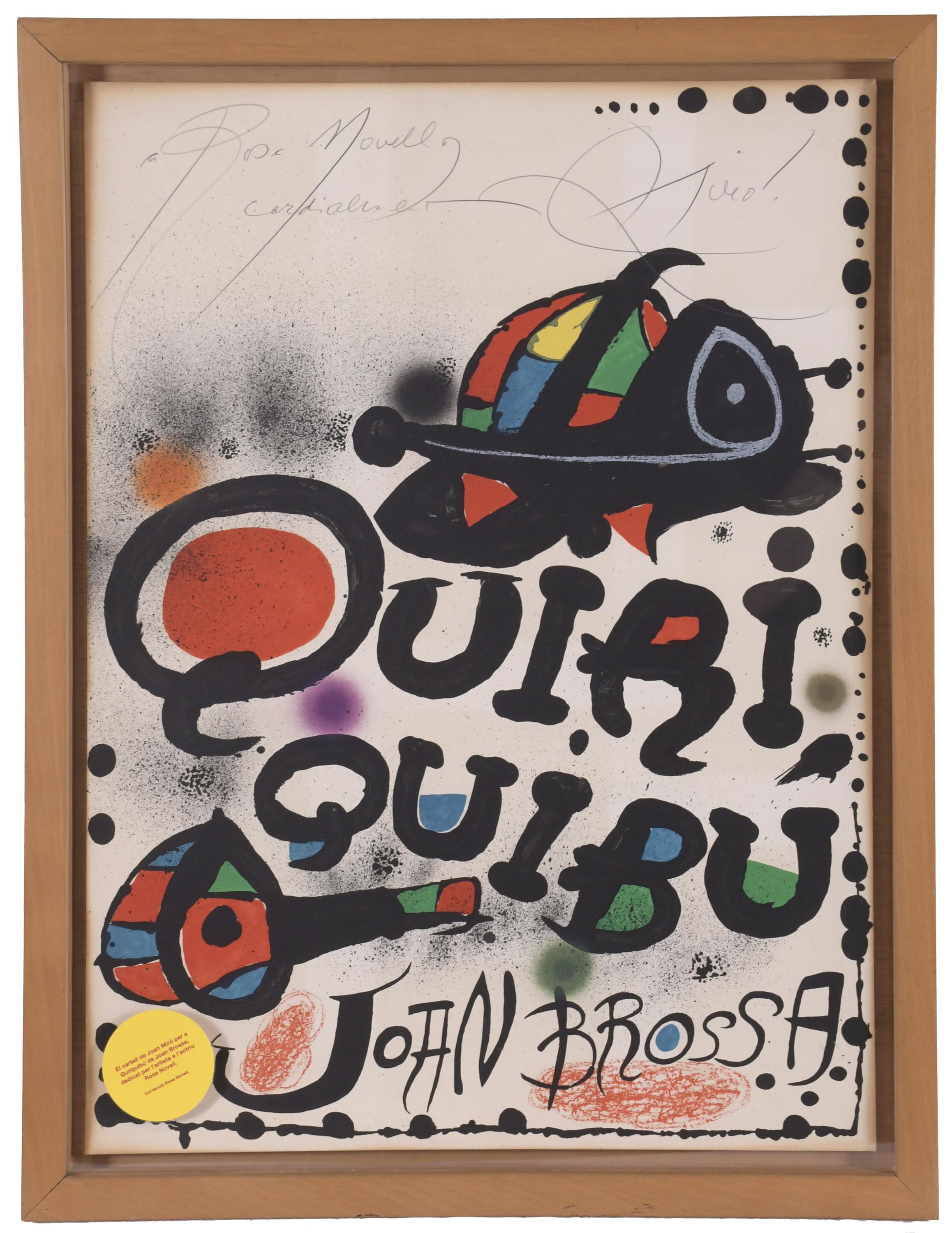 JOAN MIRÓ (1893-1983). Cartel Quriquibú con dedicatoria del