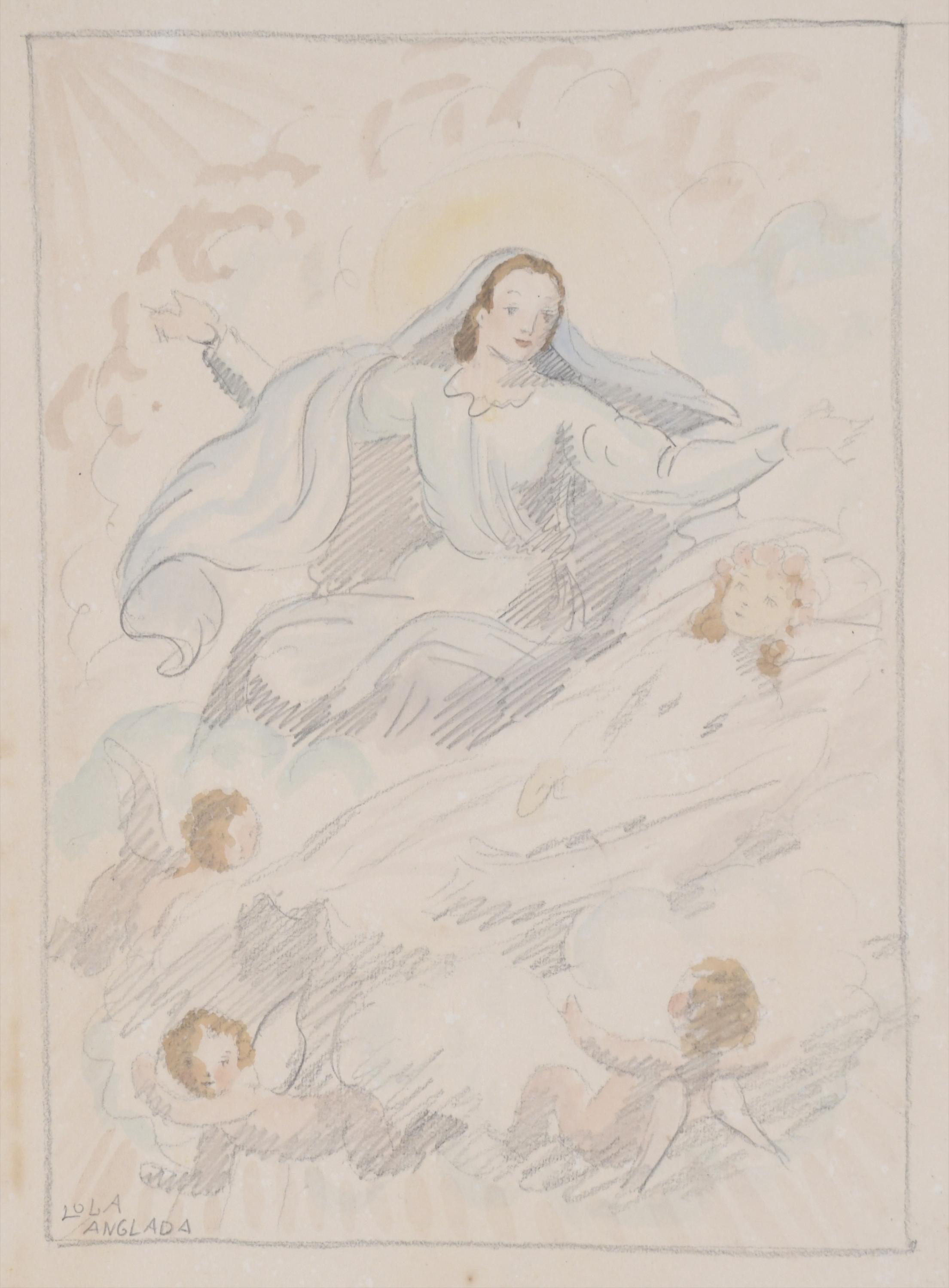 LOLA ANGLADA (1892-1984).  "VIRGEN Y ANGELITOS".