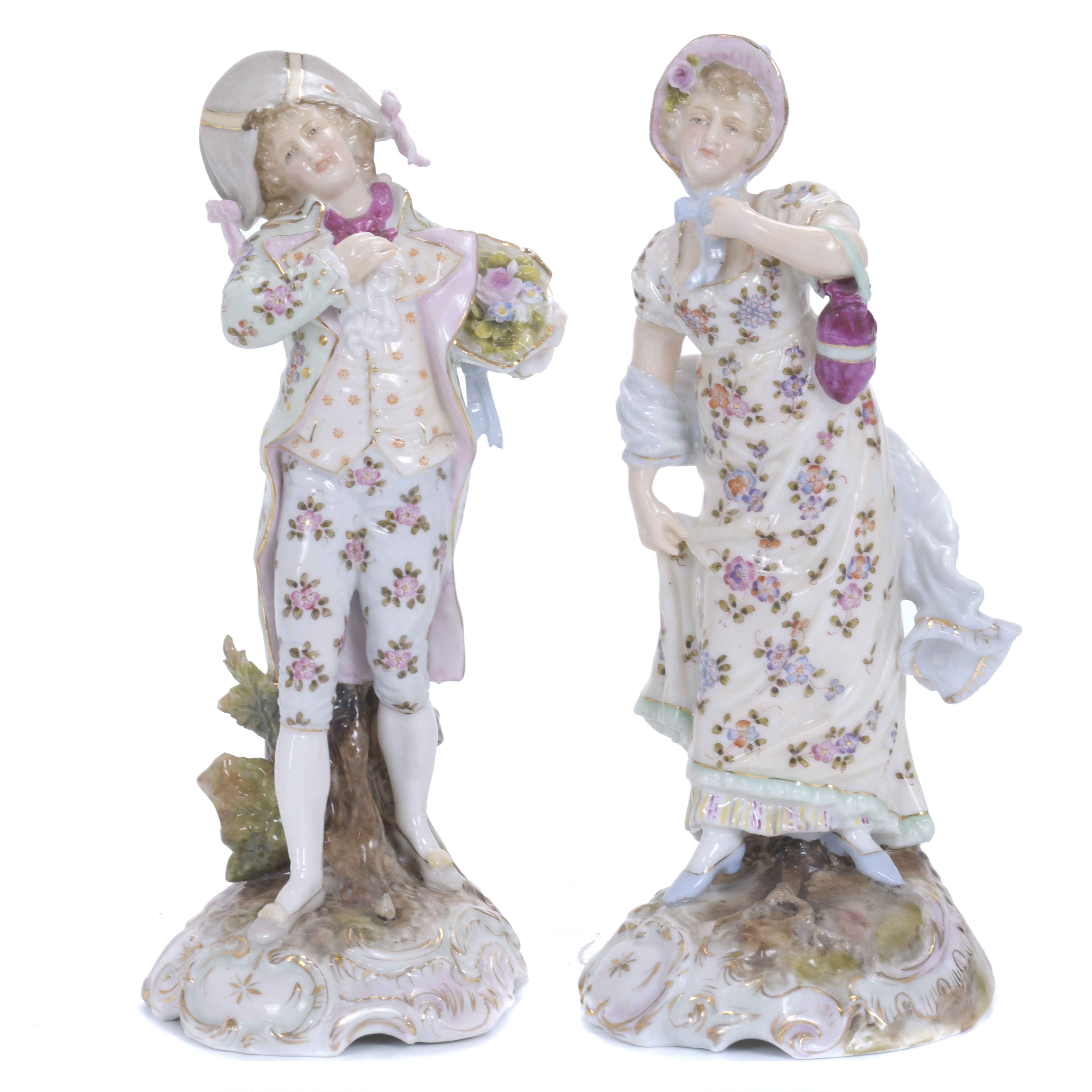 PAREJA DE FIGURAS EN PORCELANA, SIGLO XX.