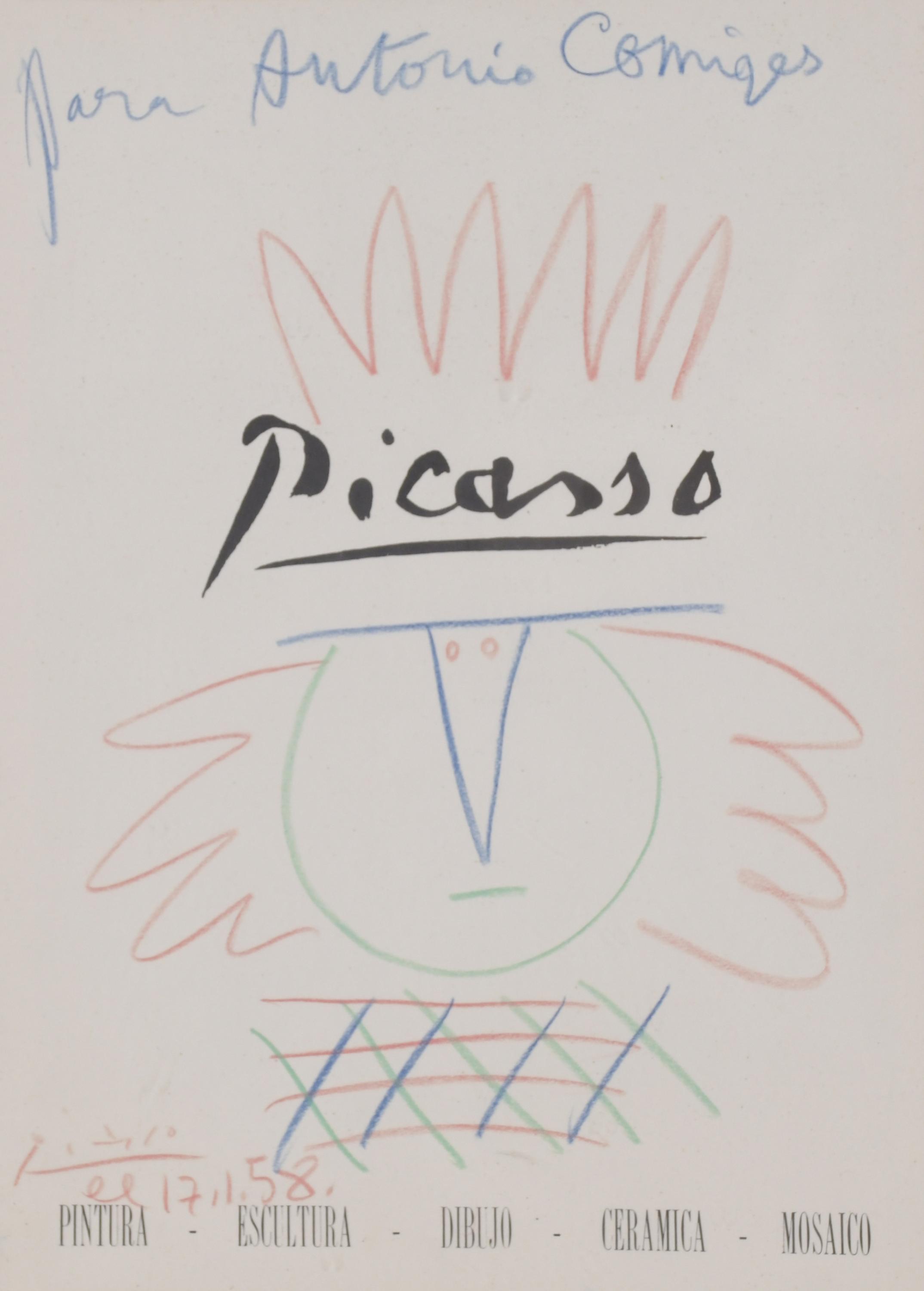 PABLO PICASSO (1881-1973). DIBUJO Y DEDICATORIA EN PÁGINA D