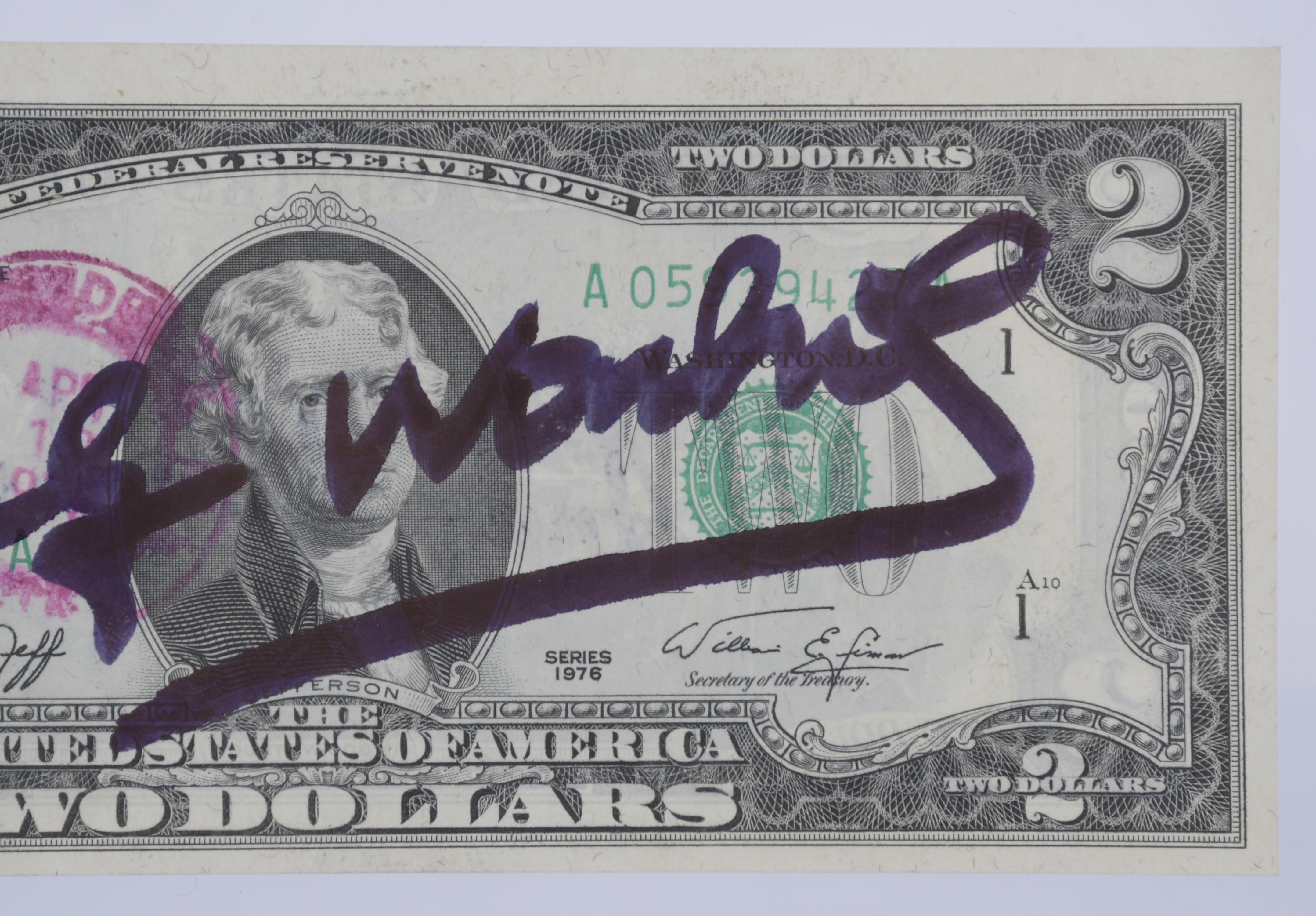 ATRIBUIDO A ANDREW WARHOL (1928-1987). BILLETE AMERICANO DE