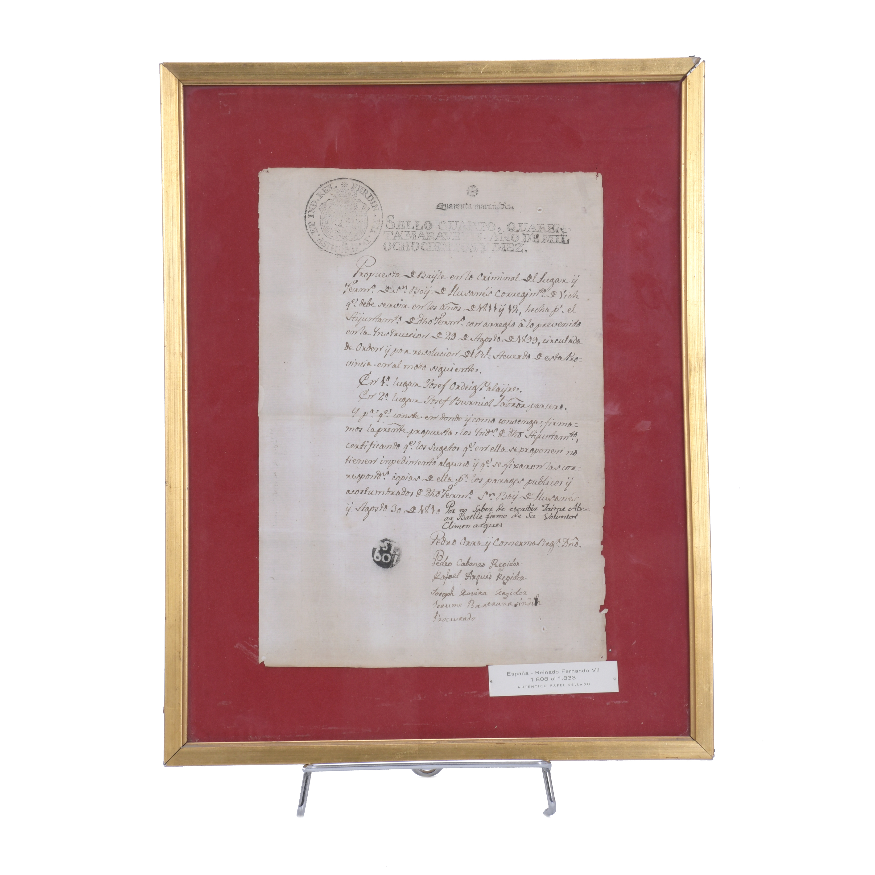 DOCUMENTO NOTARIAL CON SELLO DE FERNANDO VII, 1810.