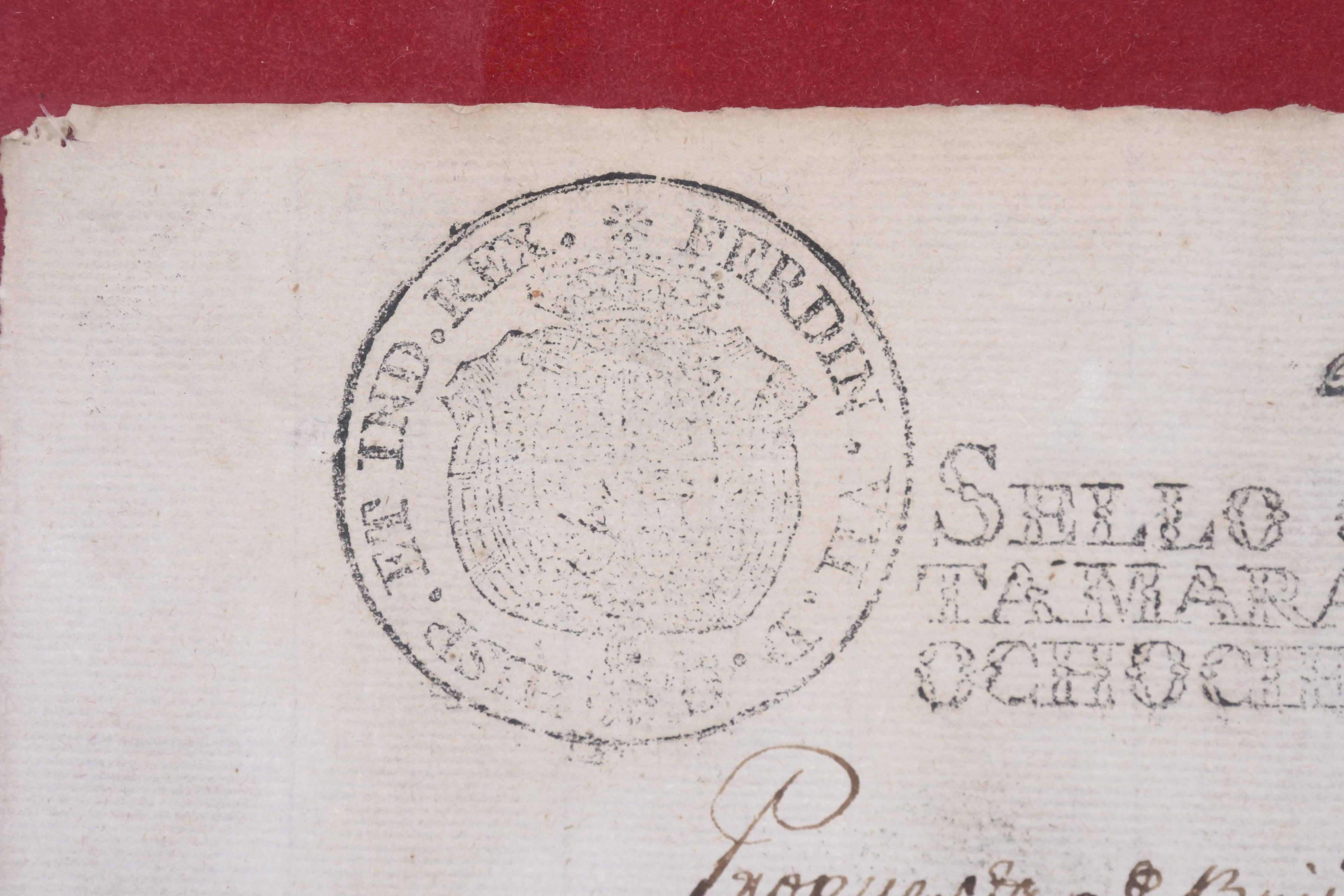 DOCUMENTO NOTARIAL CON SELLO DE FERNANDO VII, 1810.