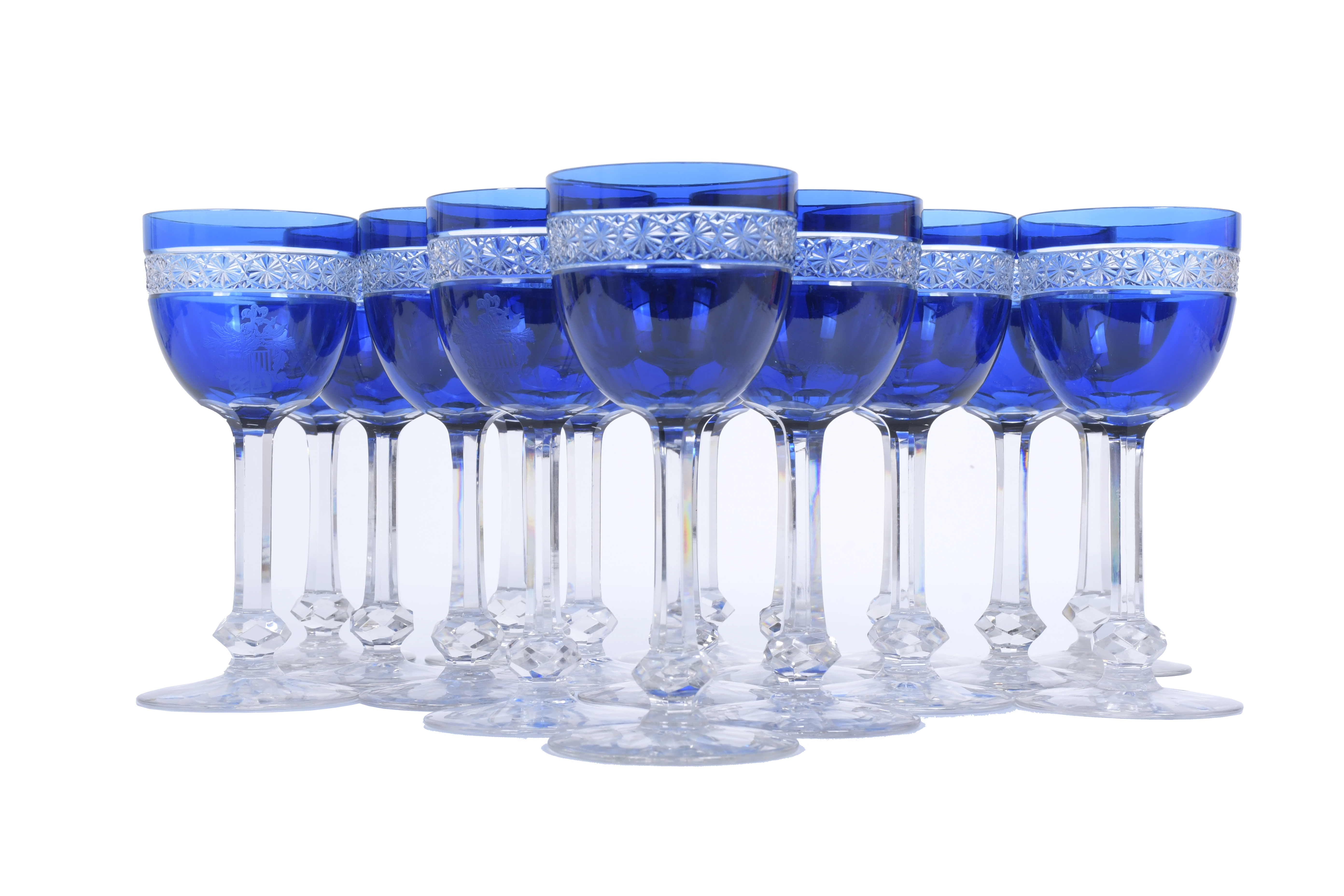 DICEISIETE COPAS DE CRISTAL ESTILO SAN LUIS.