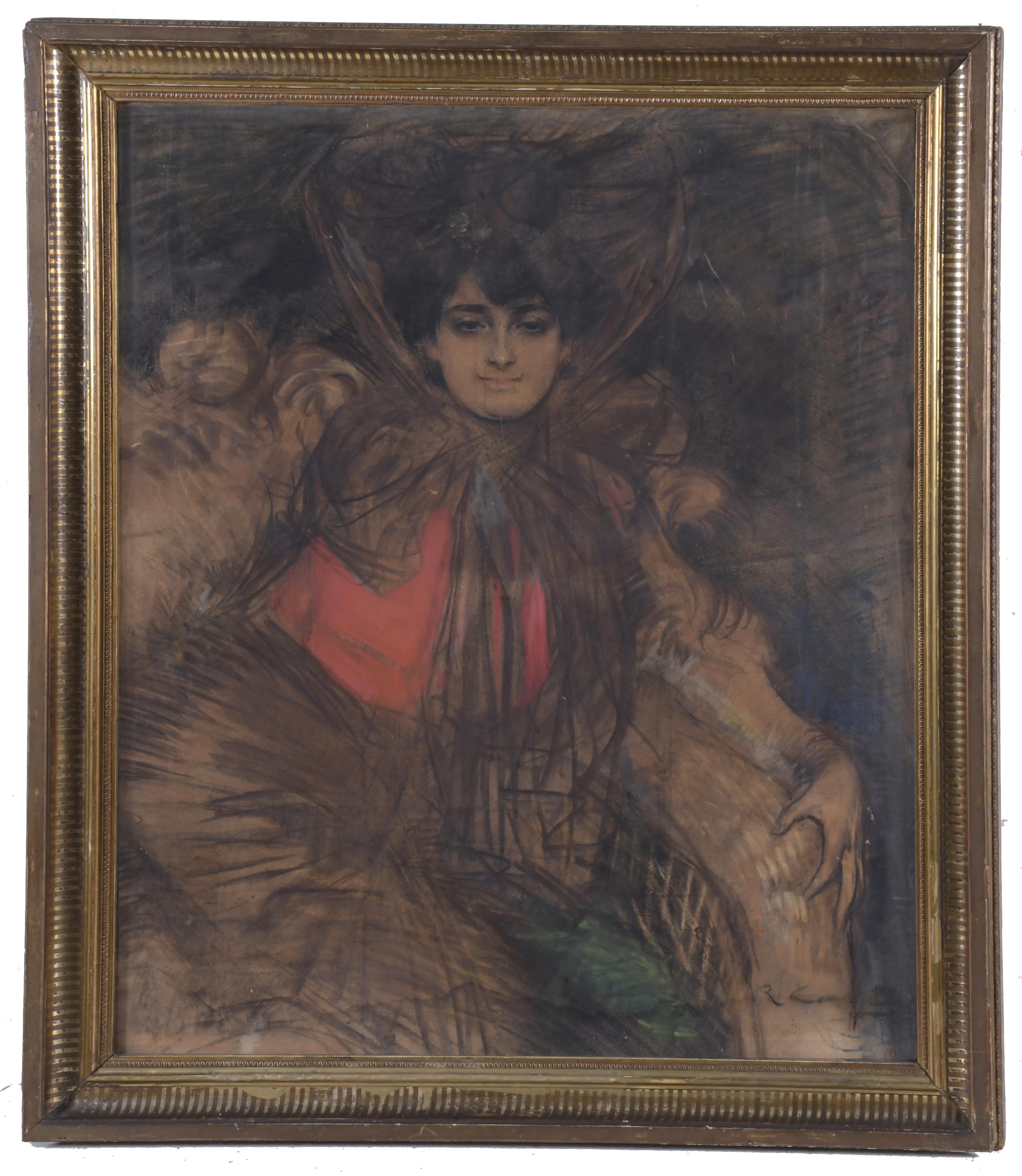 RAMÓN CASAS Y CARBO (1866-1932). "JOVEN SENTADA", ca. 1906-