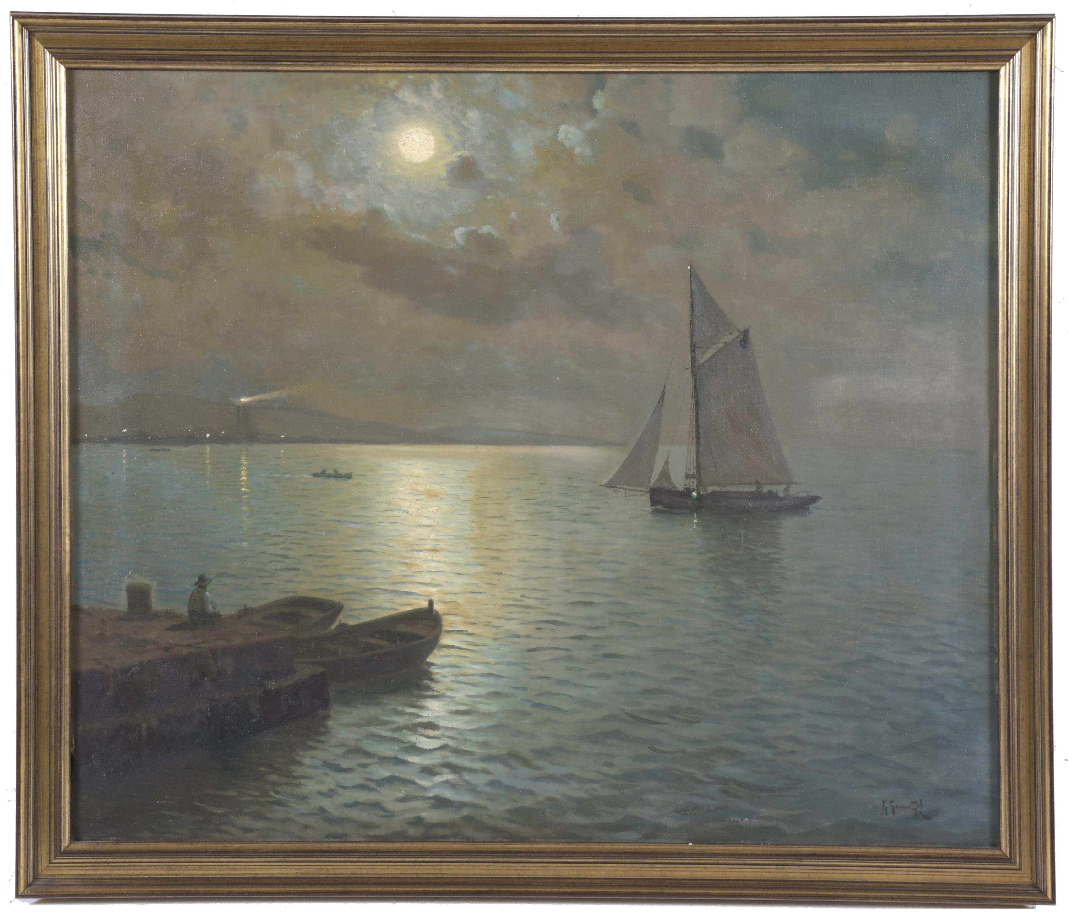 GUILLERMO GÓMEZ GIL (1862-1942). "MARINA NOCTURNA".