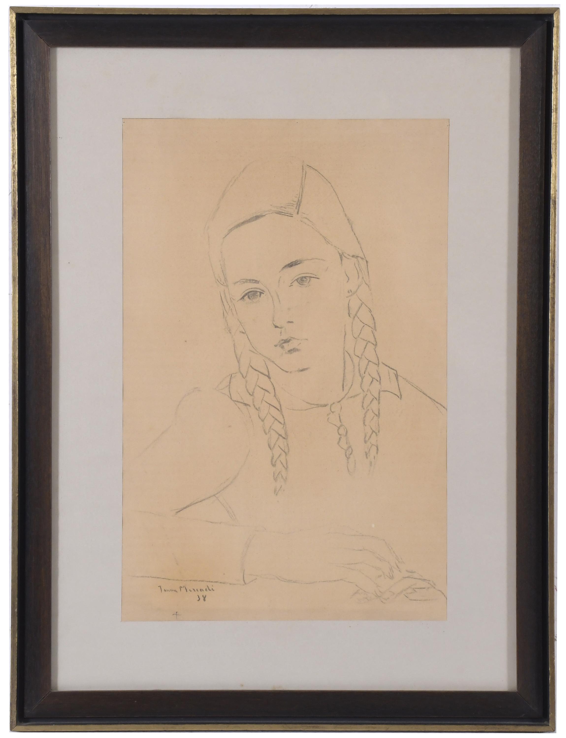 JAUME MERCADÉ I QUERALT (1887-1967). "NIÑA CON TRENZAS", 19