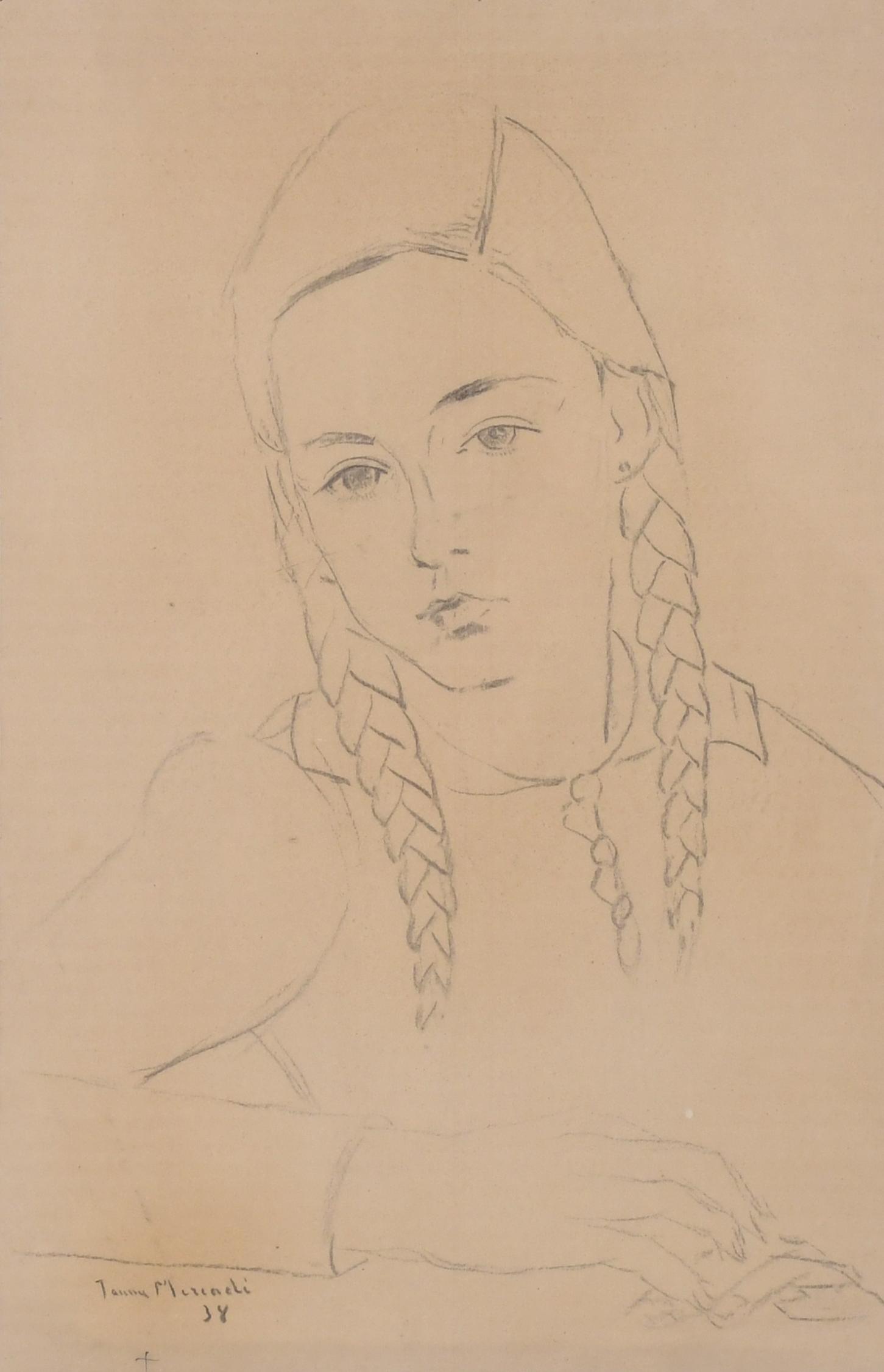 JAUME MERCADÉ I QUERALT (1887-1967). "NIÑA CON TRENZAS", 19