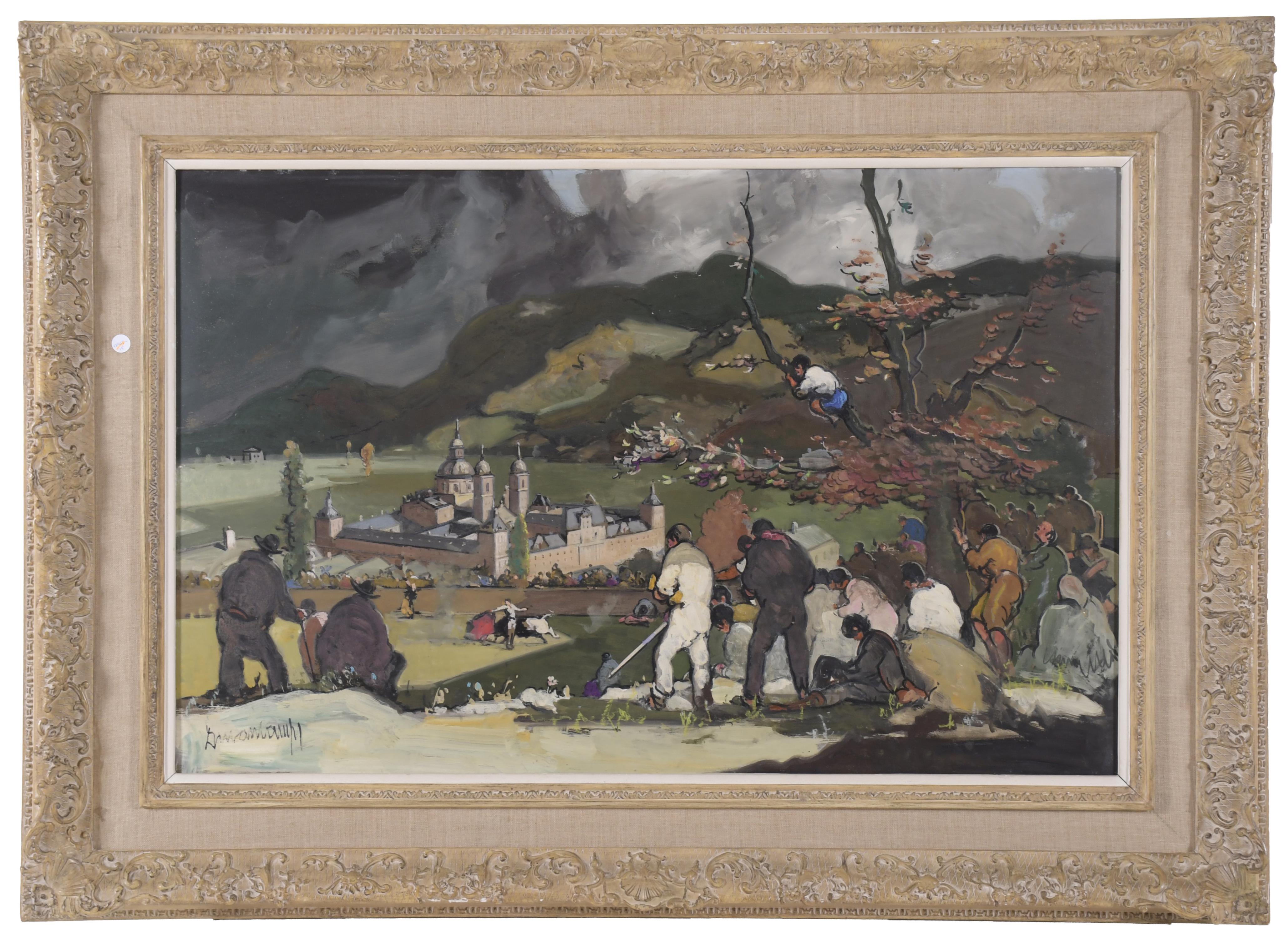 RAFAEL DURANCAMPS (1891-1979). "Capea con el Escorial de fo
