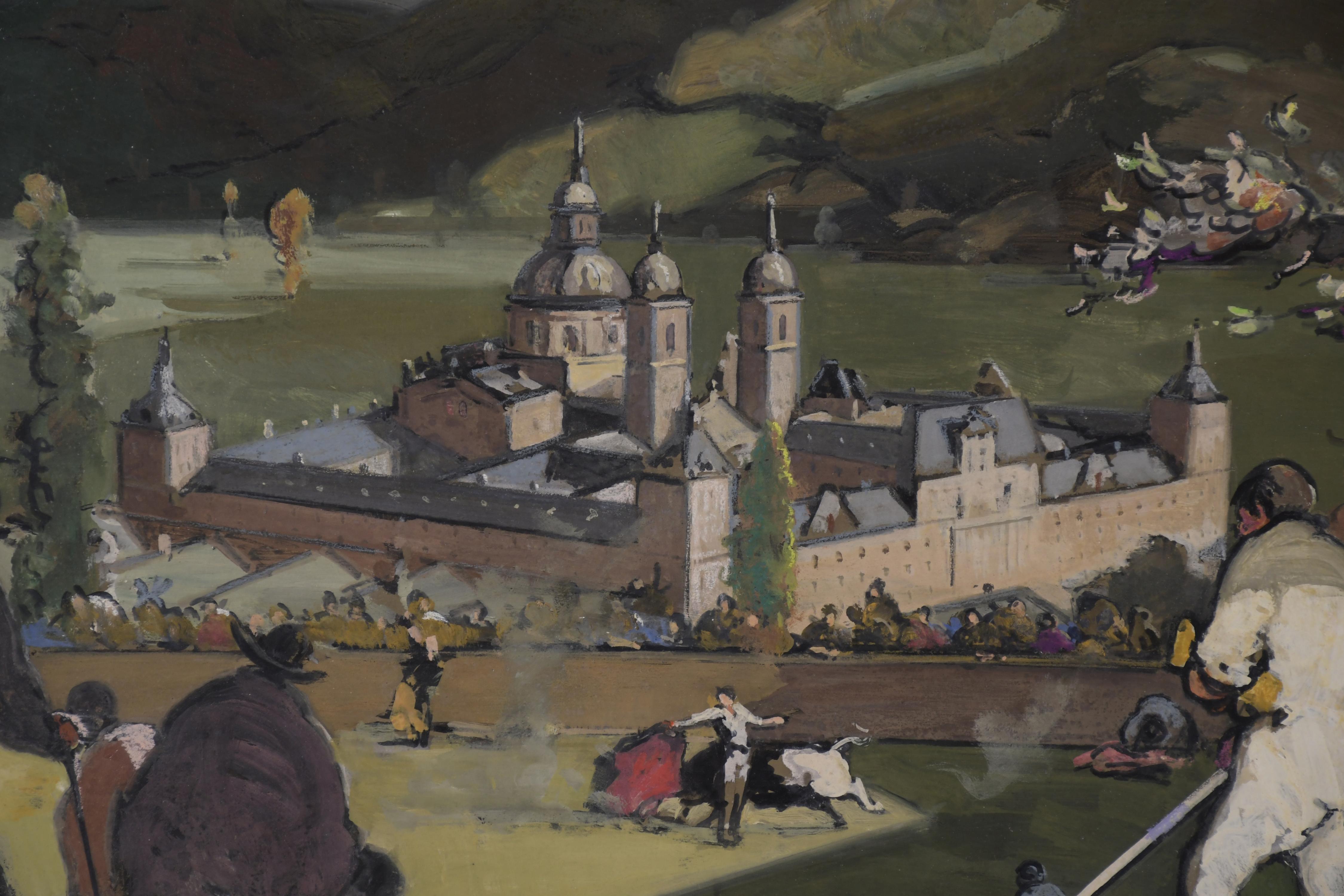 RAFAEL DURANCAMPS (1891-1979). "Capea con el Escorial de fo