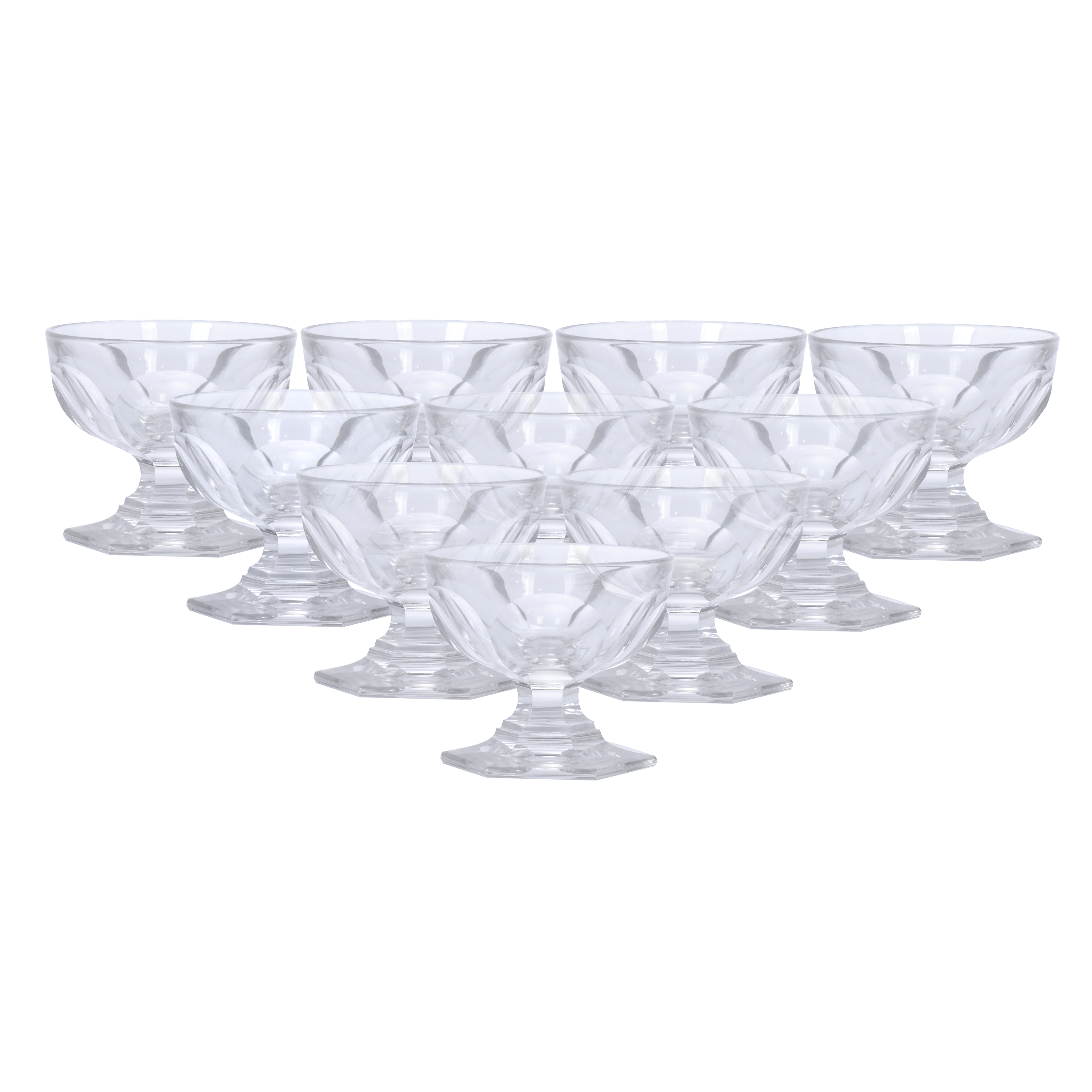 BACCARAT. MODELO HARCOURT, DIEZ COPAS DE CHAMPAGNE.