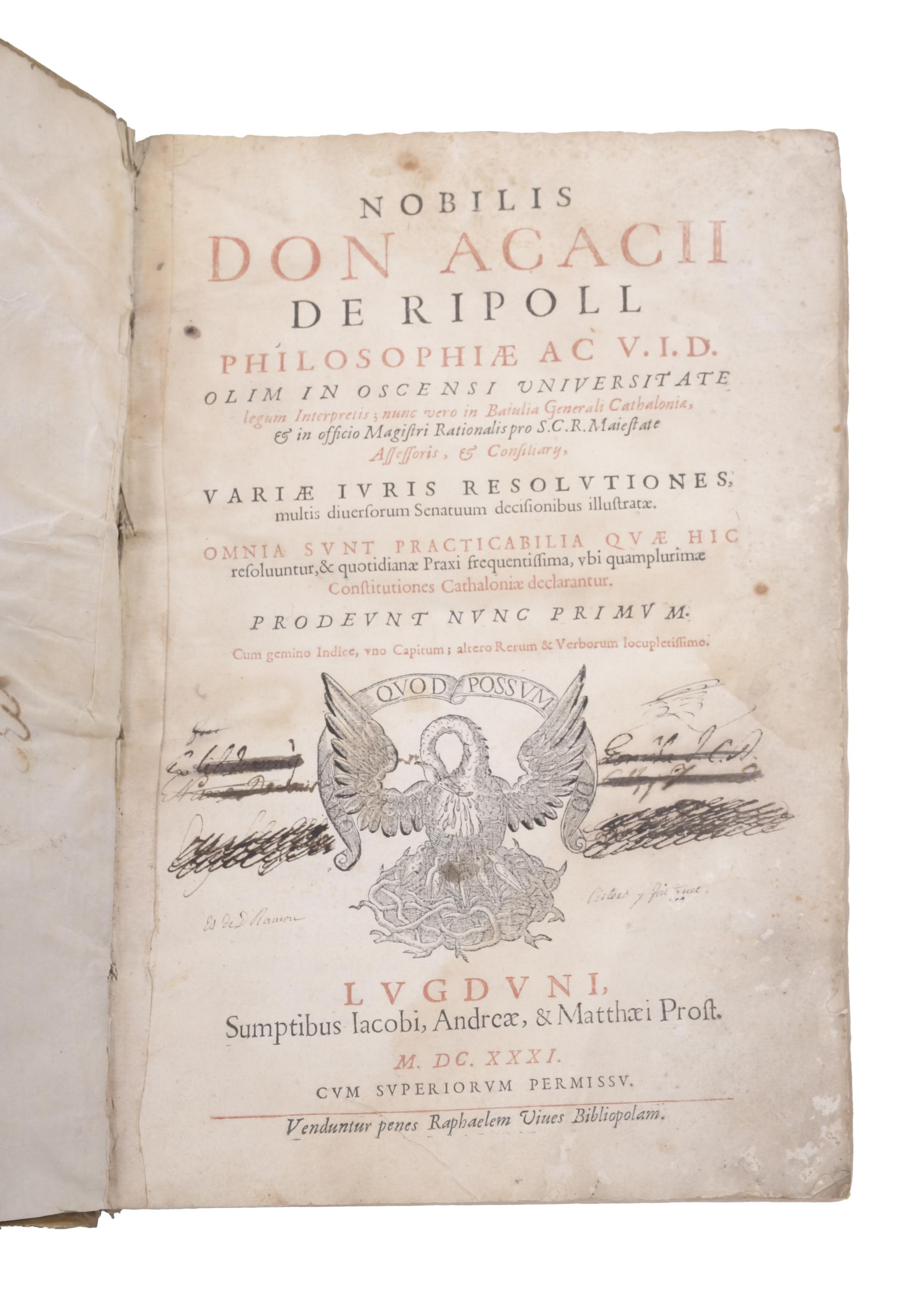 NOBILIS DON ACACIJ ANTONIJ DE RIPOLL, 1631