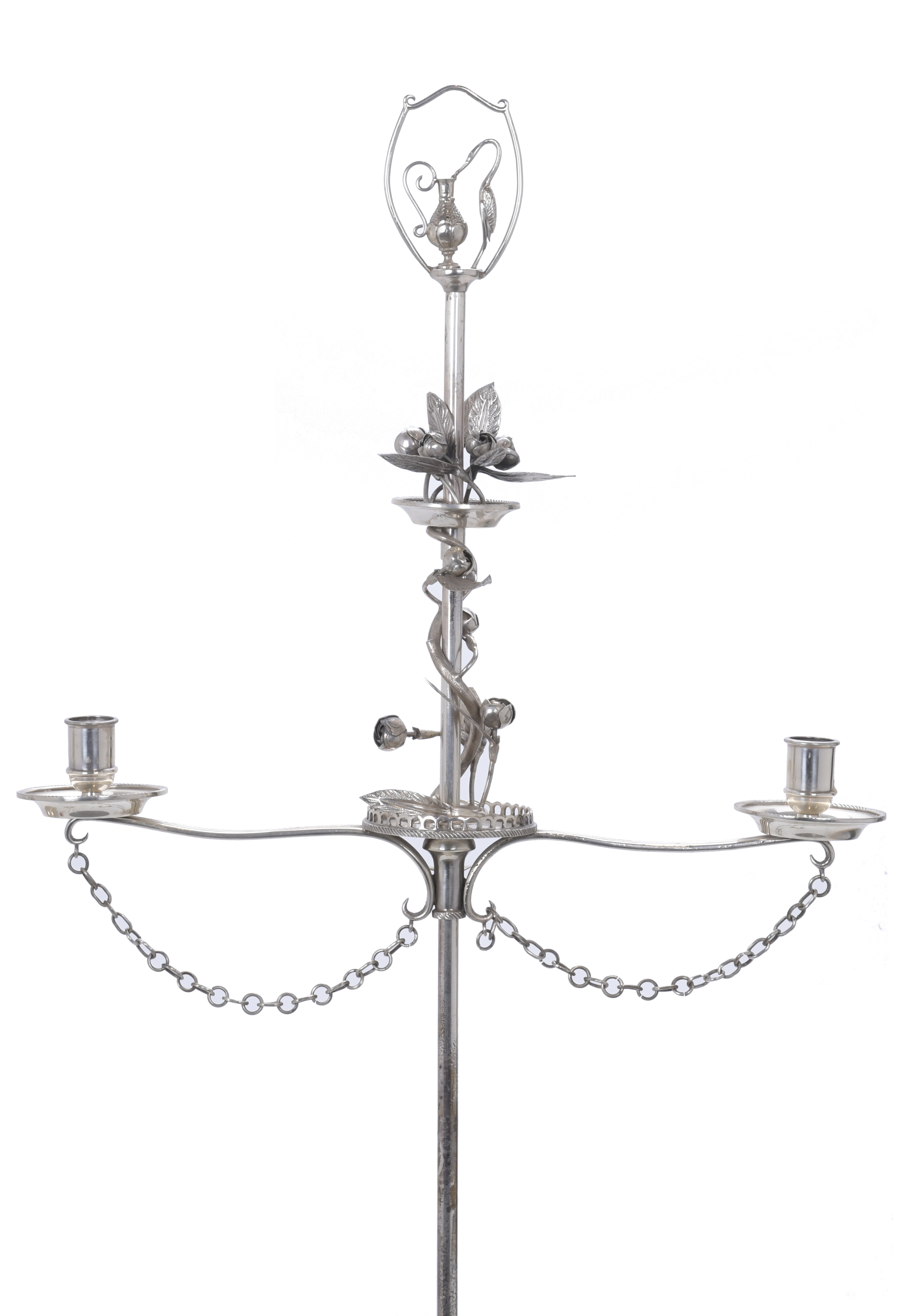 VALENTÍ. Pareja de candelabros en plata, circa 1940.