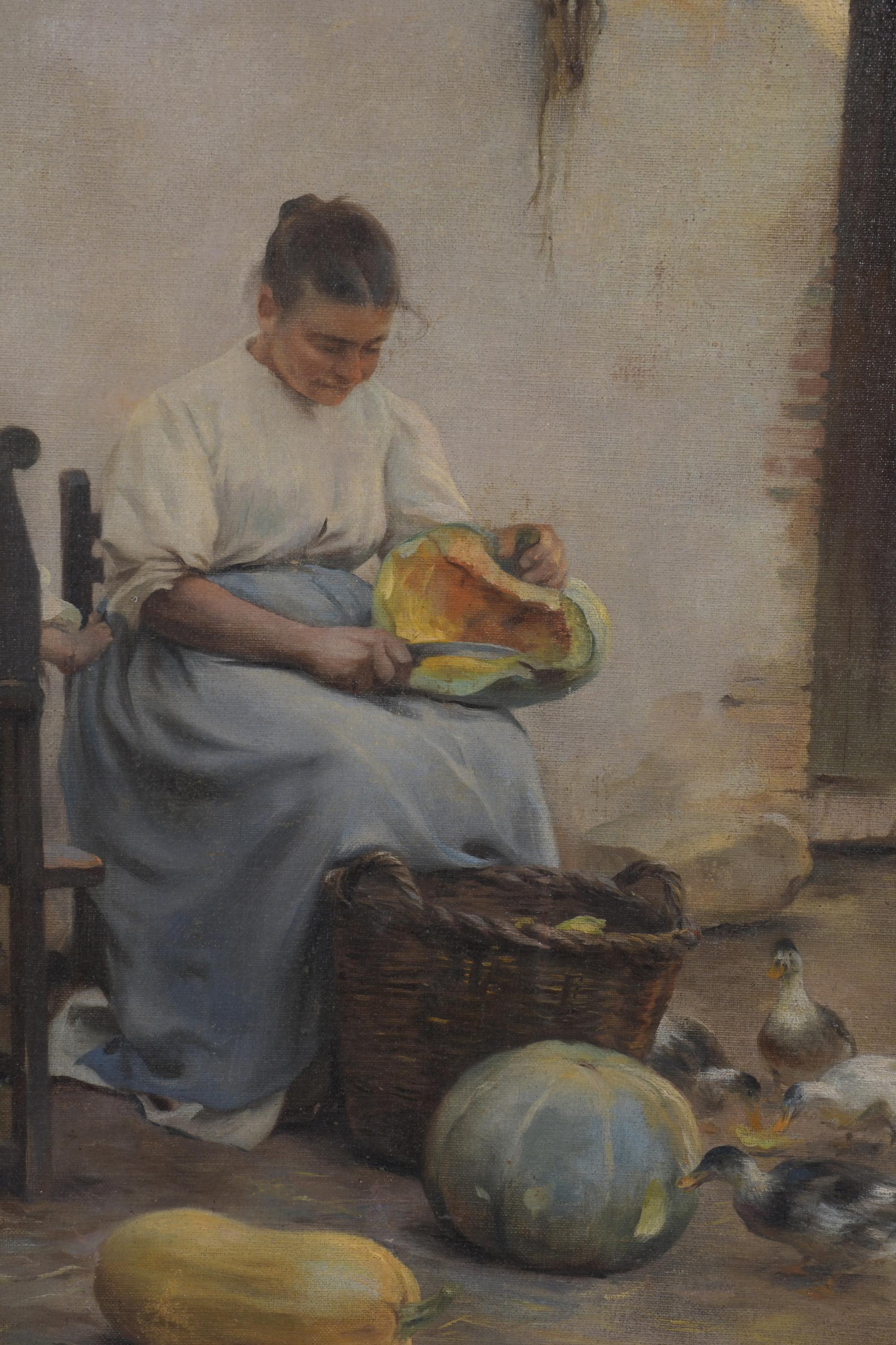 LLUÍS GRANER (1863-1929) "MADRE CORTANDO CALABAZA".