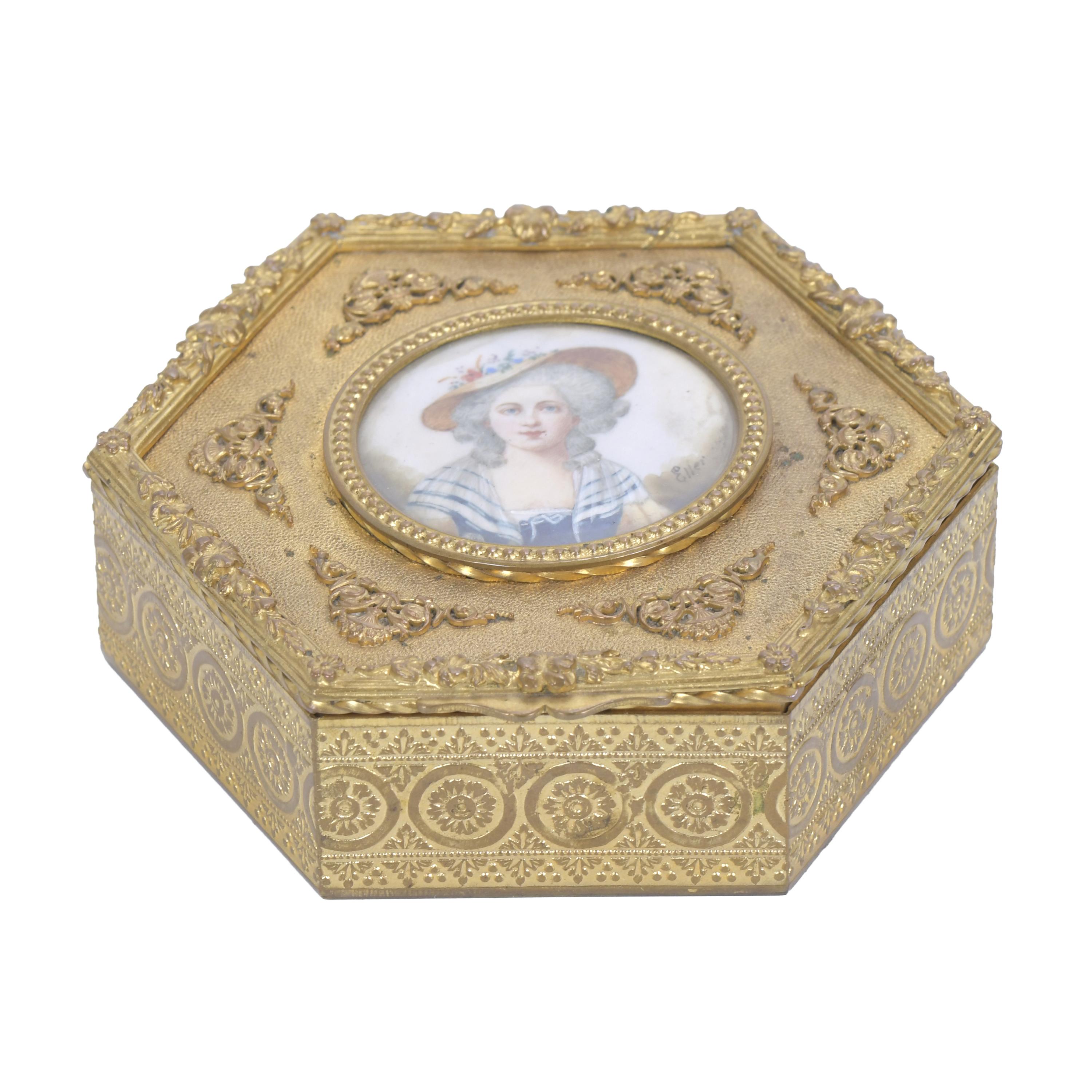 CAJA JOYERO FRANCESA HEXAGONAL BÉLLE EPOQUE, CIRCA 1880 - 1