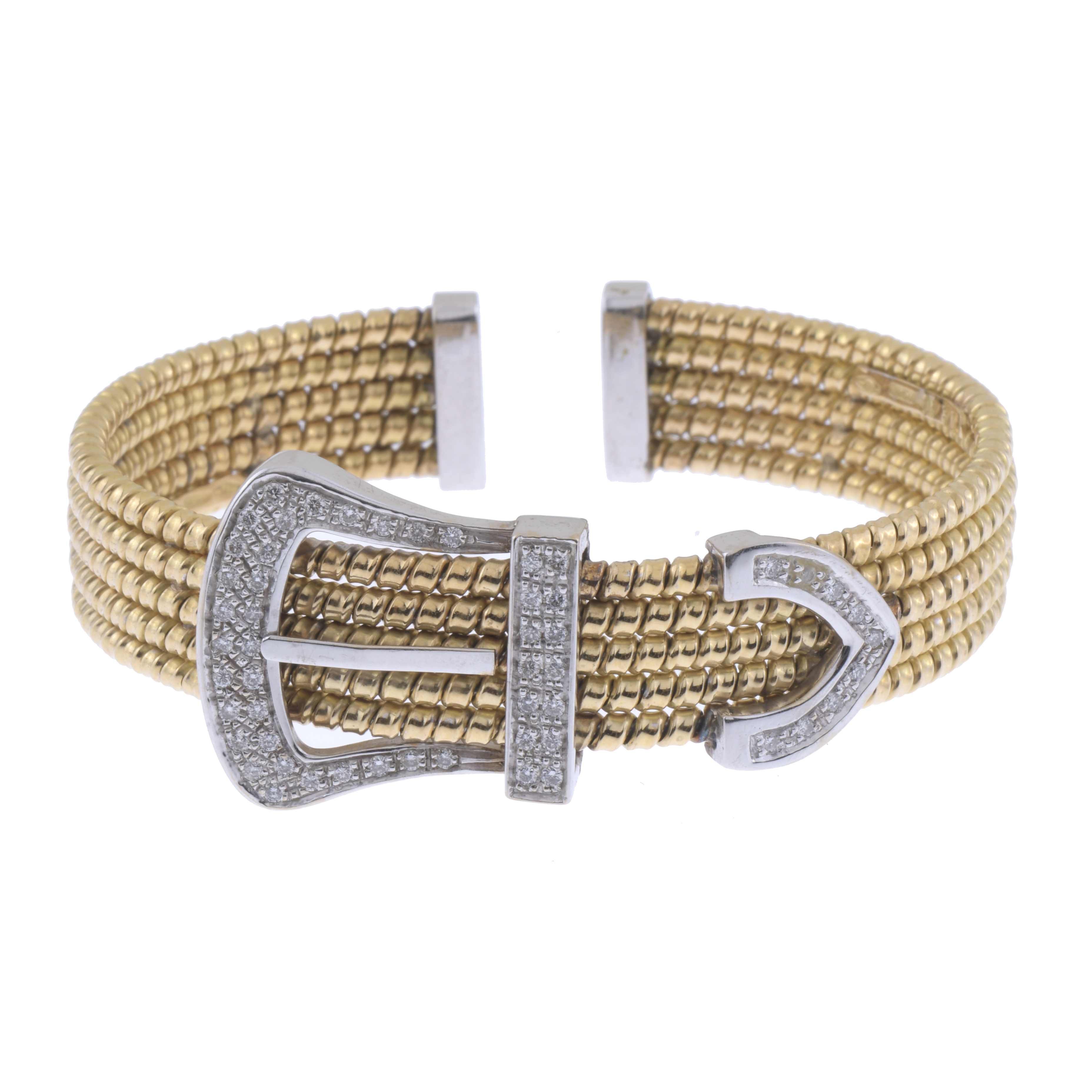 PULSERA ESCLAVA CON DIAMANTES FORMANDO CINTURÓN.