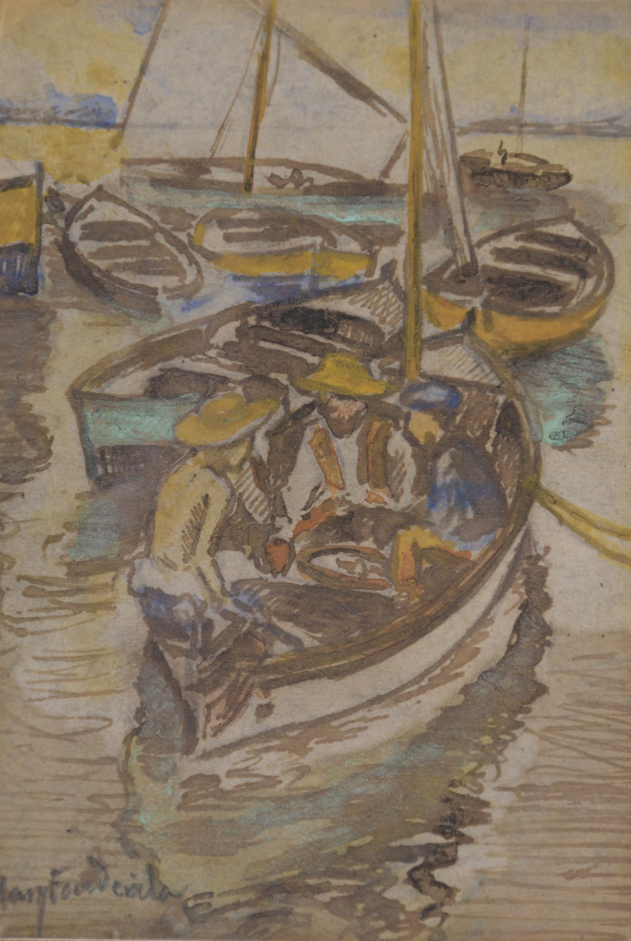 ARCADI MAS I FONDEVILA (1852-1934). "BARCAS Y PESCADORES".