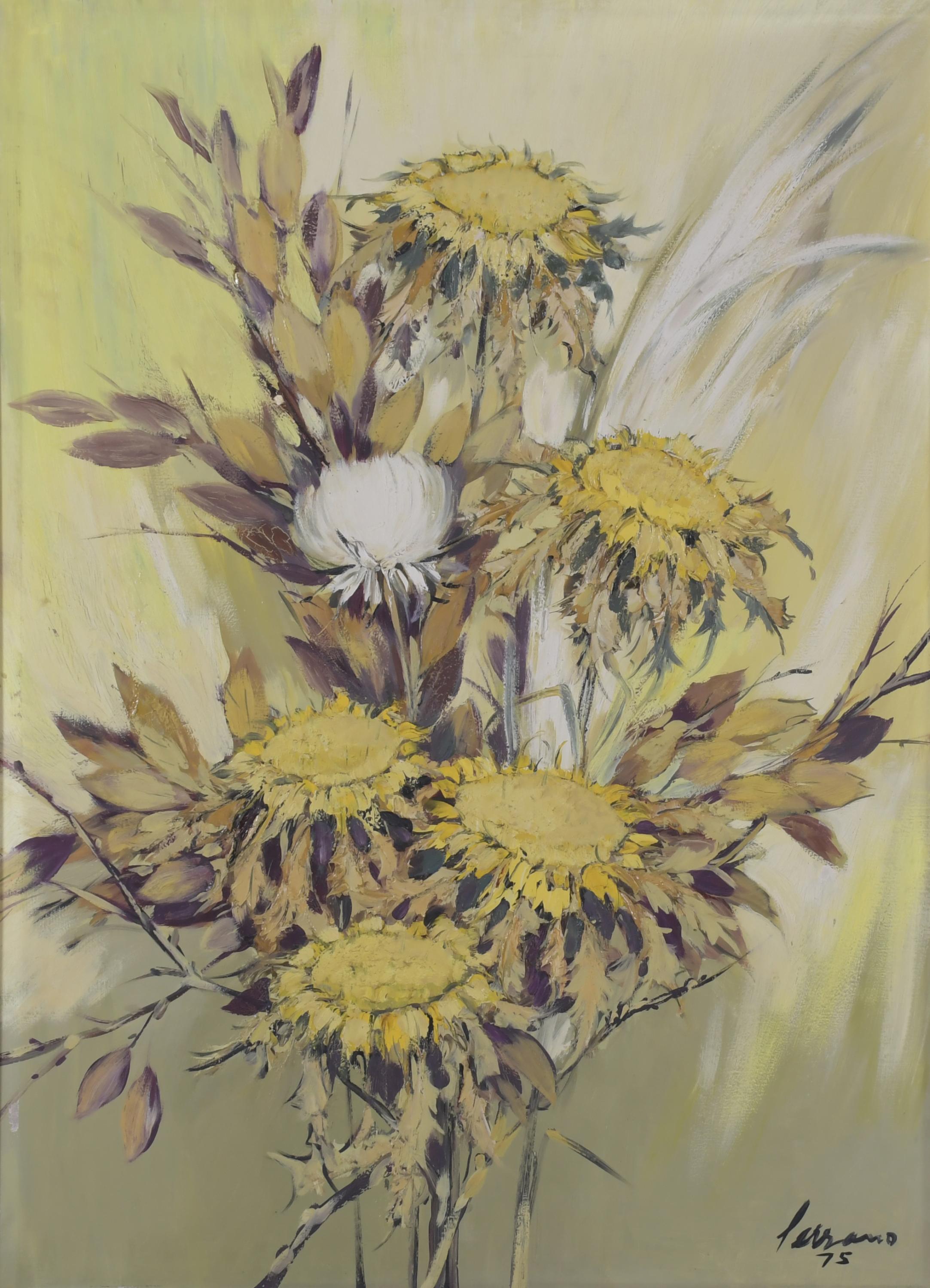 JOSEP MlGUEL SERRANO (1912-1982). "BODEGÓN GIRASOLES", 1975.