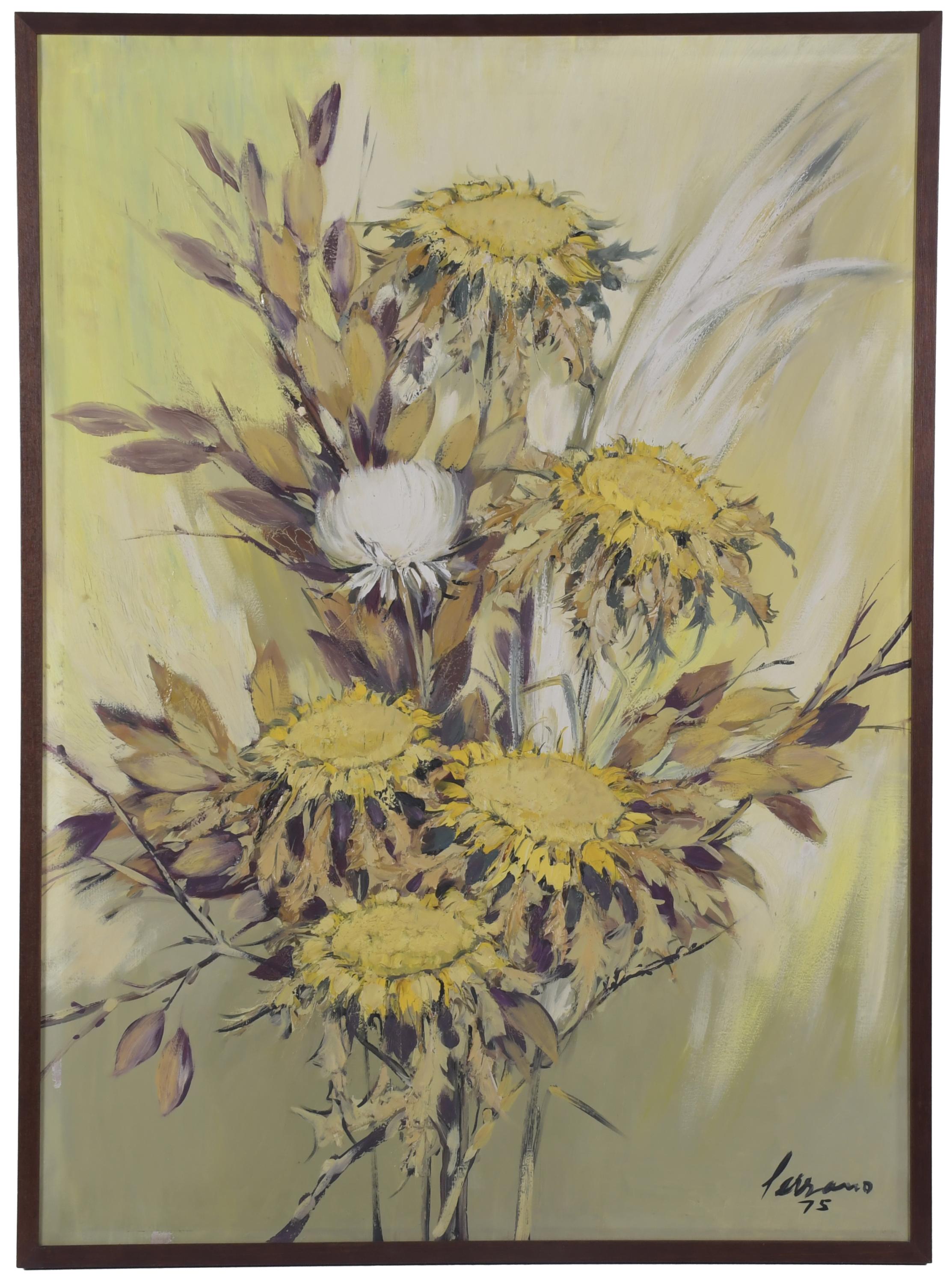 JOSEP MlGUEL SERRANO (1912-1982). "BODEGÓN GIRASOLES", 1975.