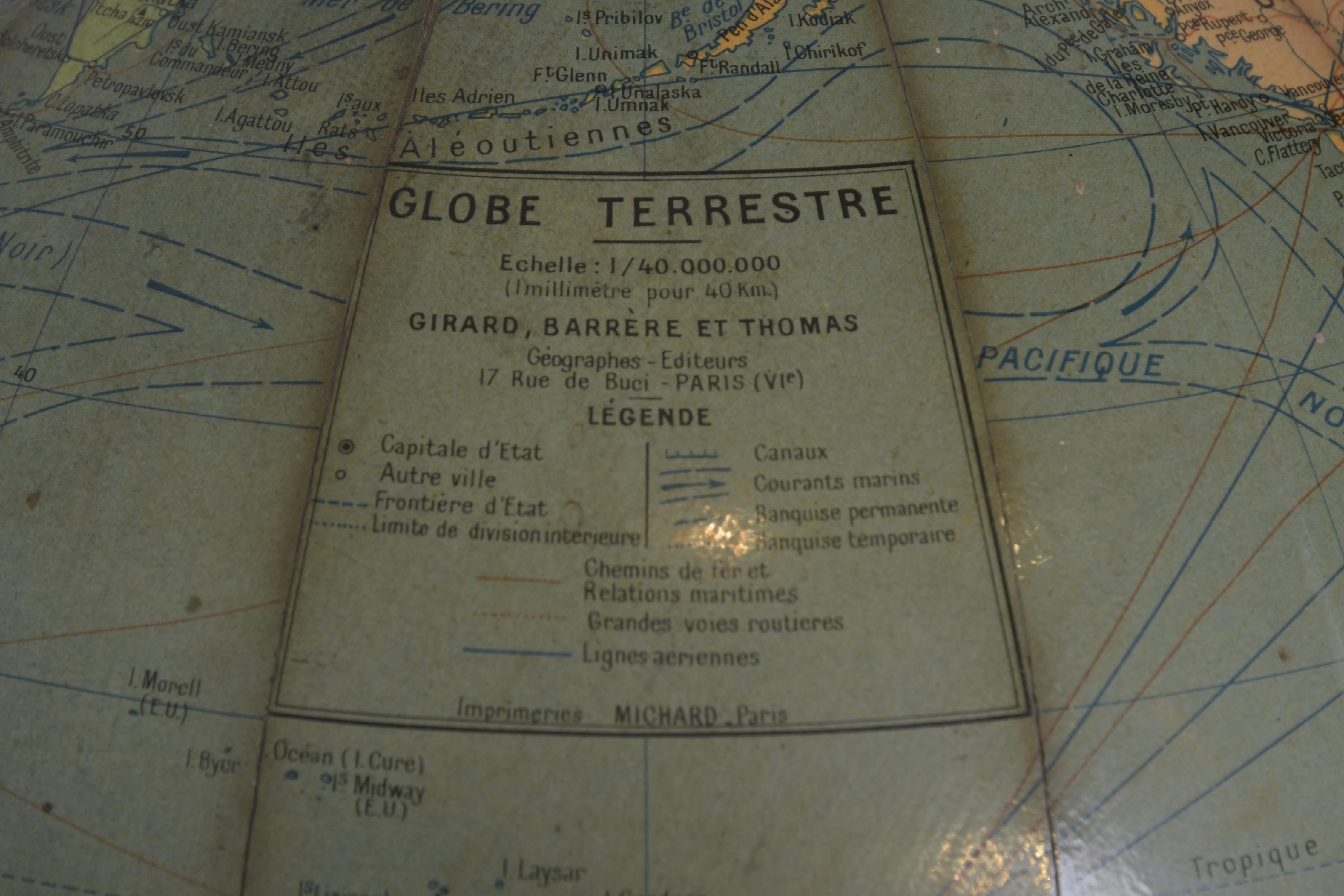 GLOBO TERRÁQUEO, CIRCA 1950.