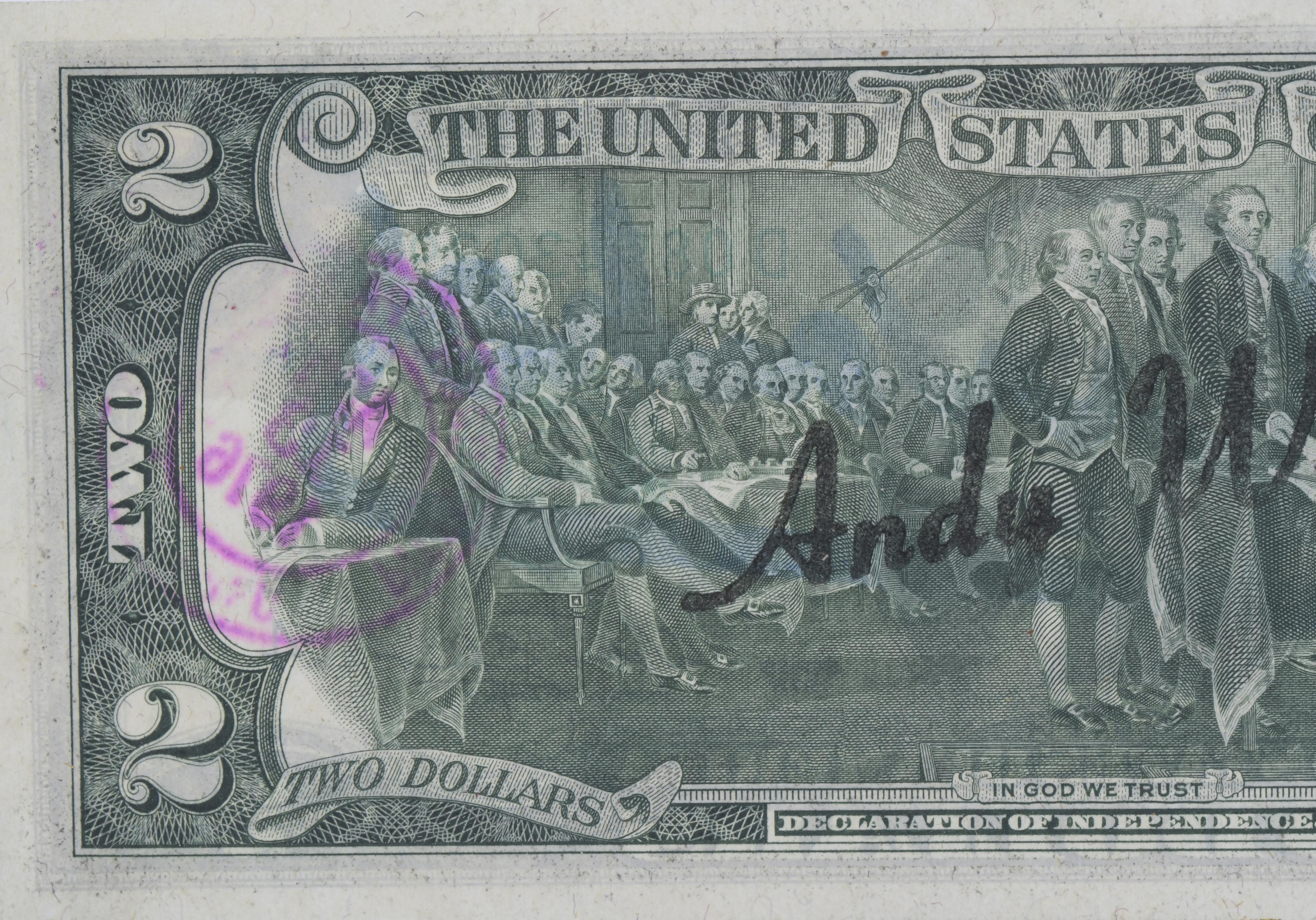 ATRIBUIDO A ANDREW WARHOL (1928-1987). BILLETE AMERICANO DE