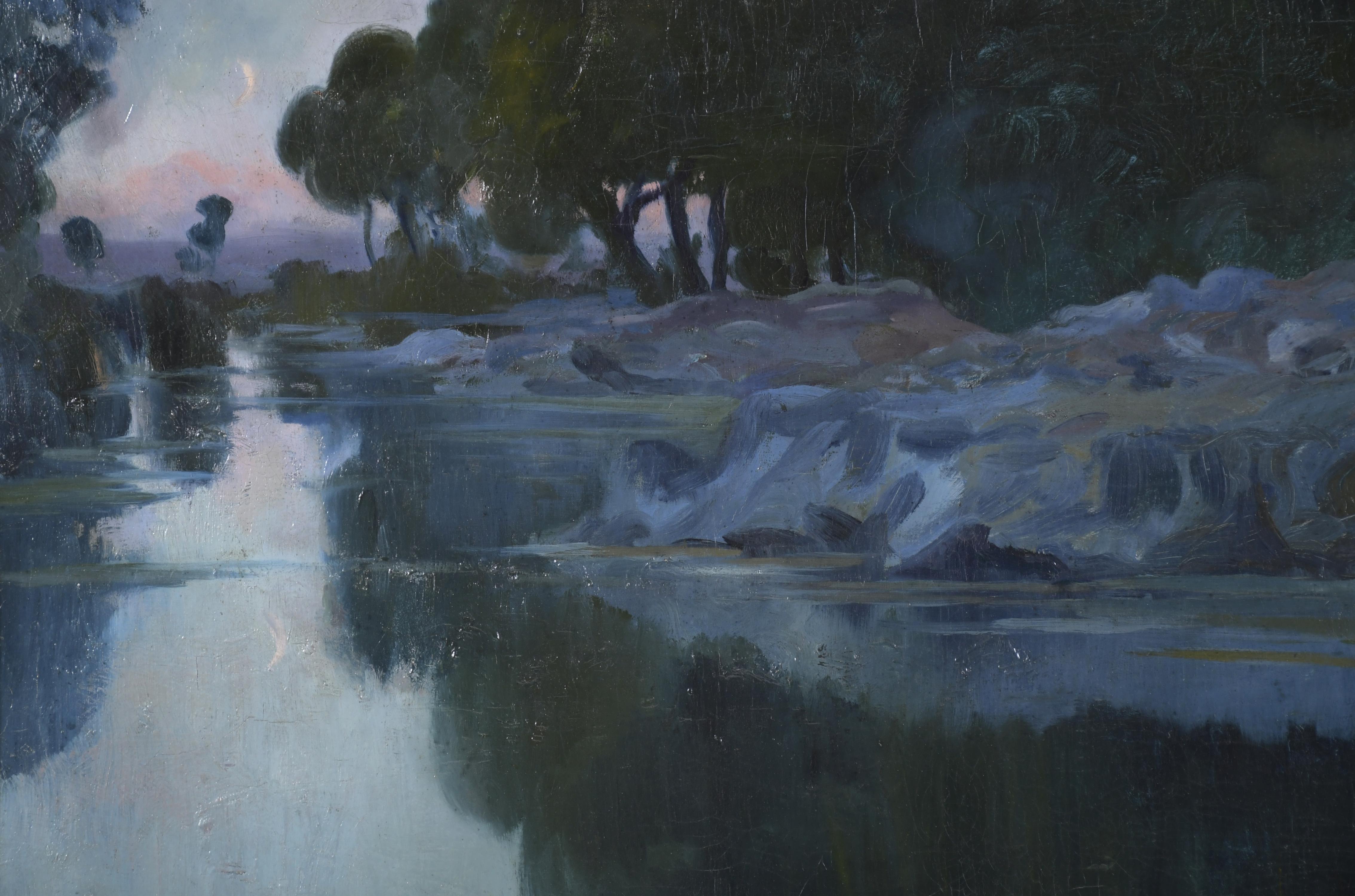 ANTONI ROS I GUELL (1873-1954) "AL ANOCHECER", Banyoles, 19