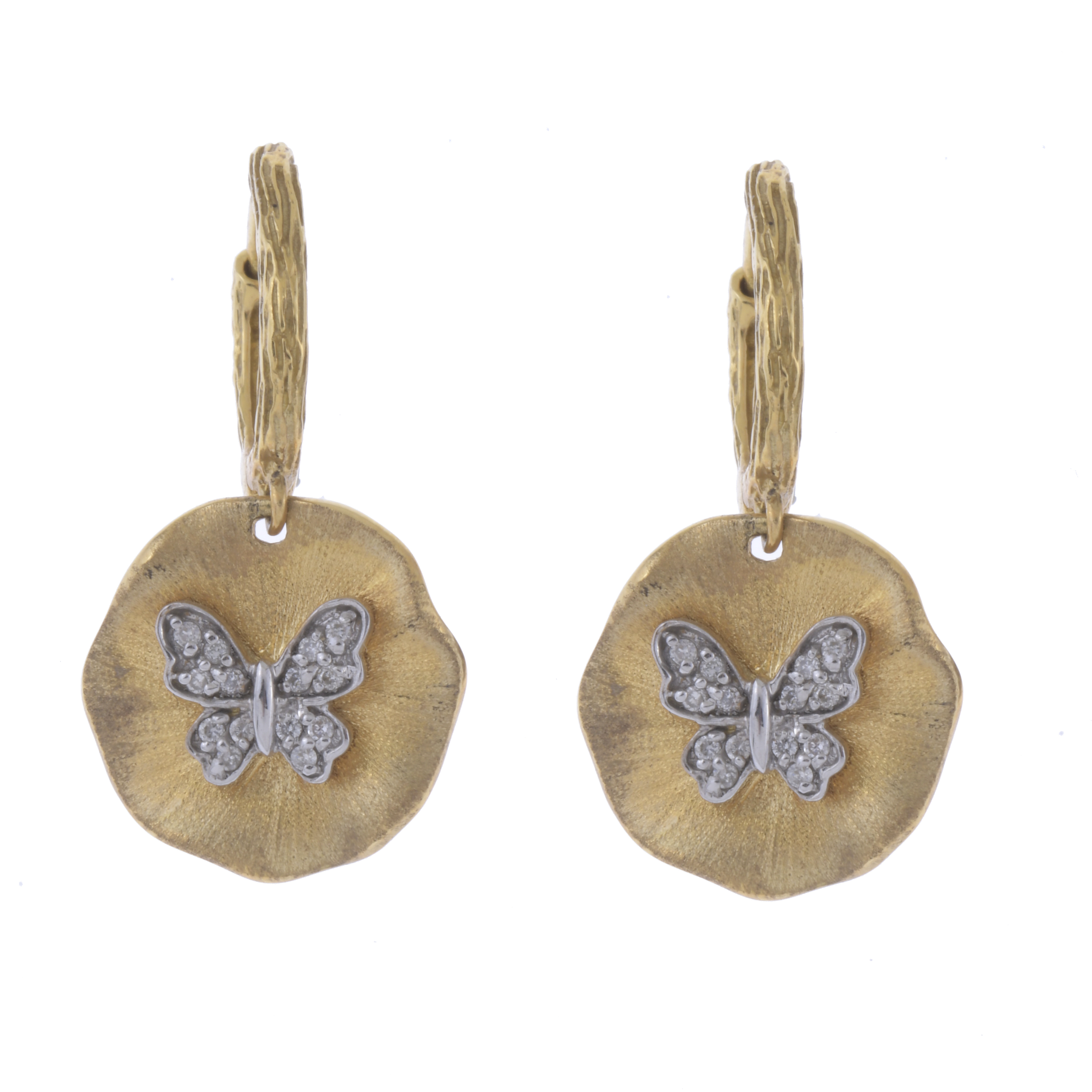 PENDIENTES ARETES CON MARIPOSA DE DIAMANTES.