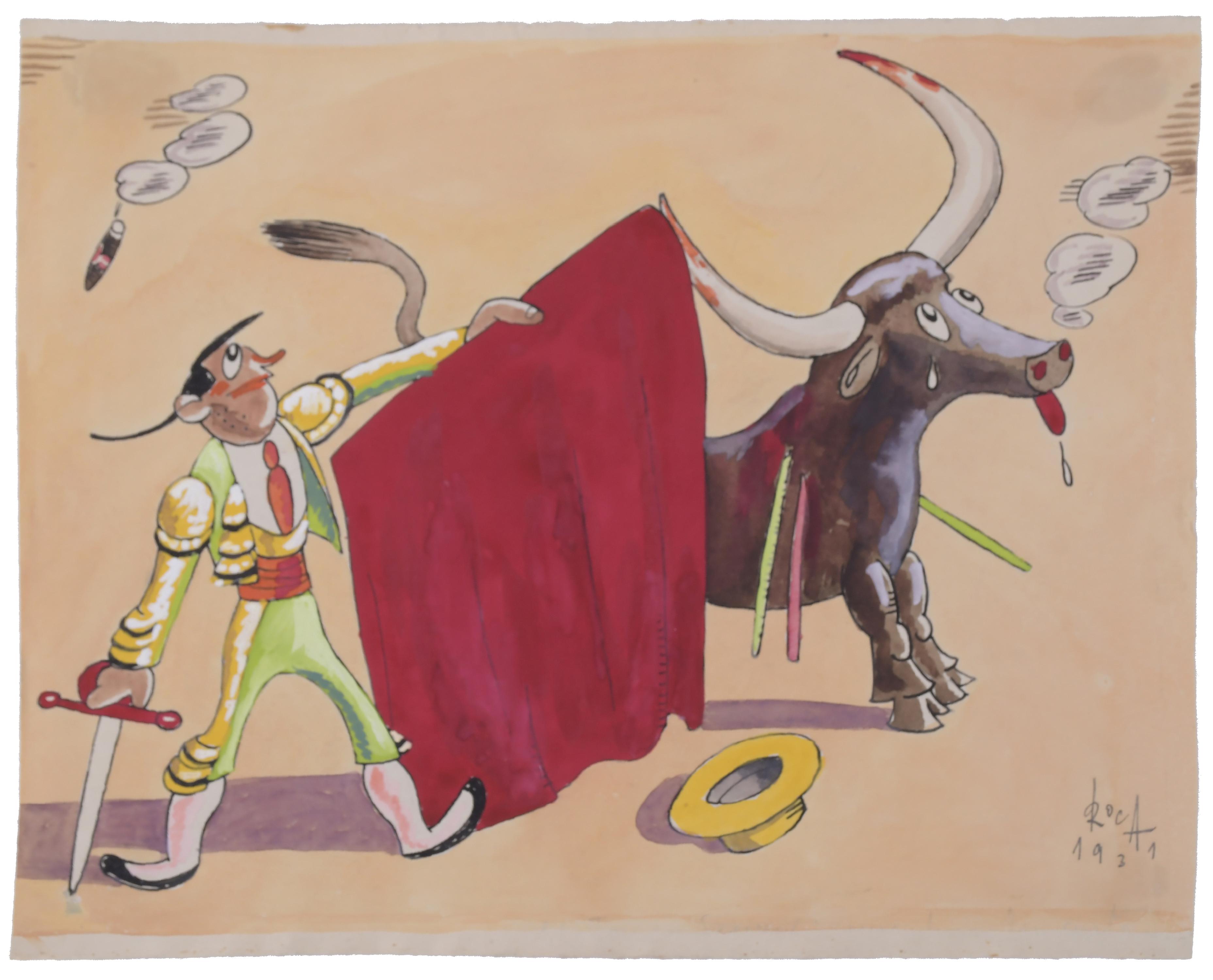 ANTONI ROCA MARISTANY (1895-1977).  “TORO Y TORERO”, 1931.