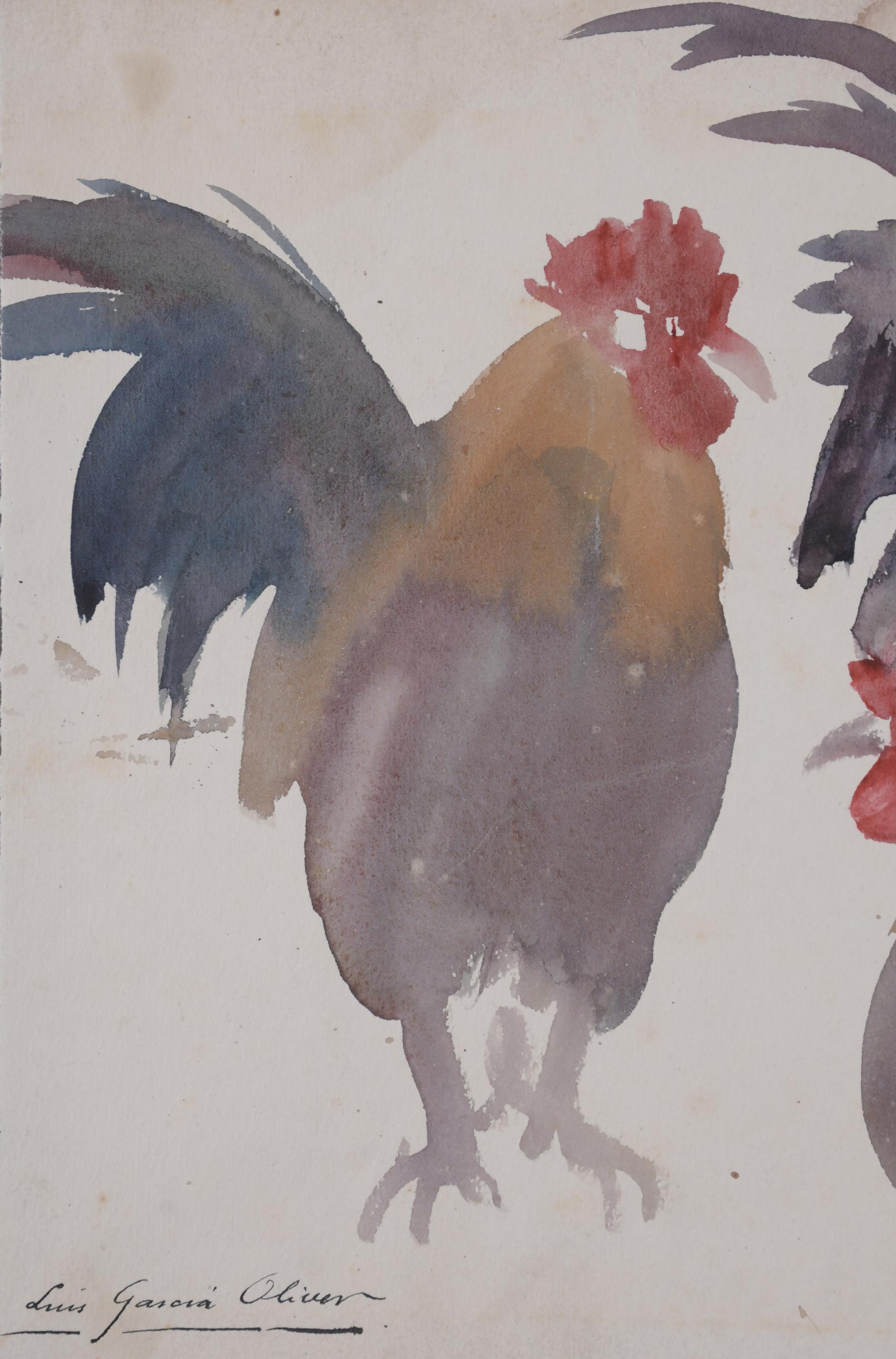 LUIS GARCIA OLIVER (1907-1977).  "GALLOS".