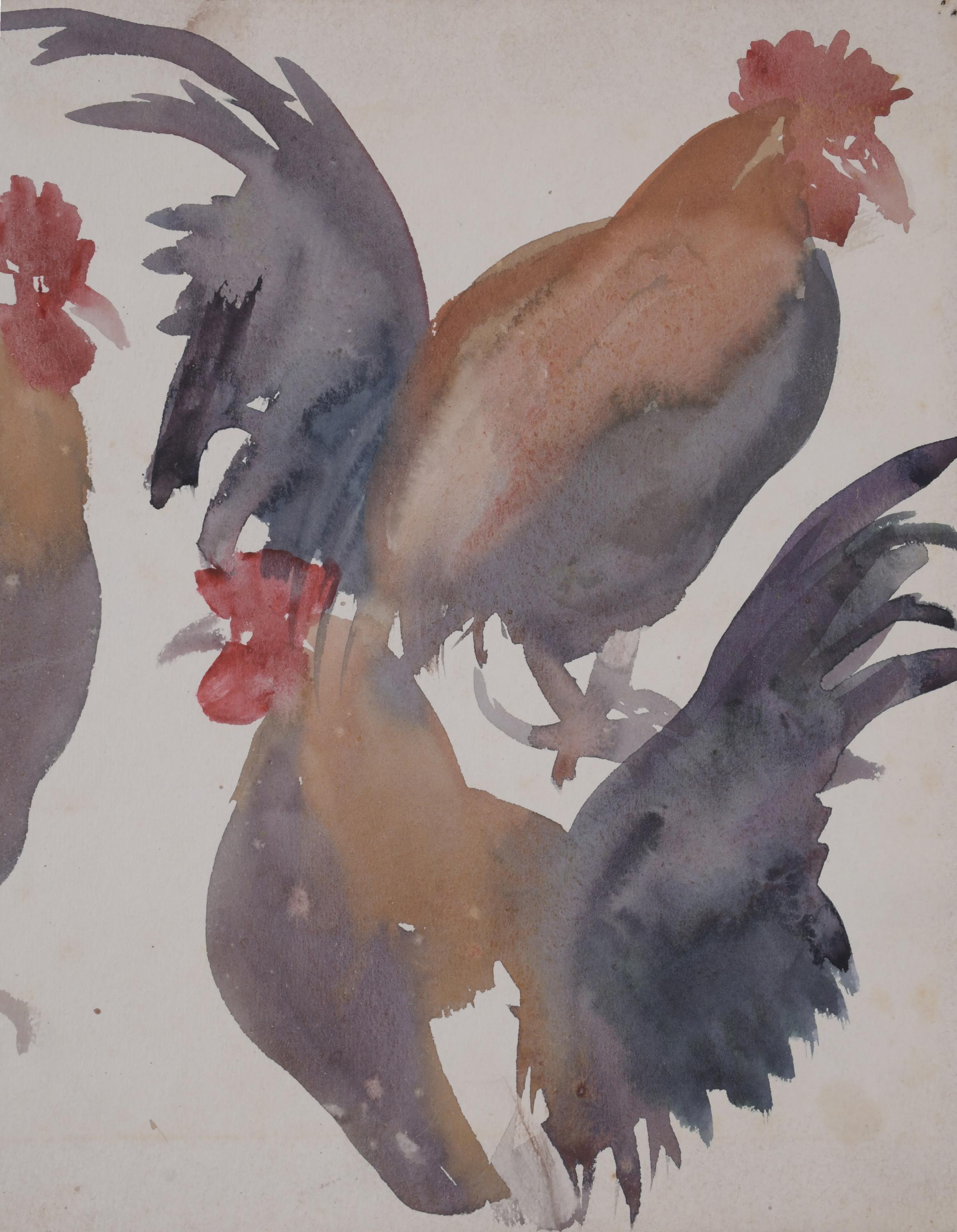 LUIS GARCIA OLIVER (1907-1977).  "GALLOS".