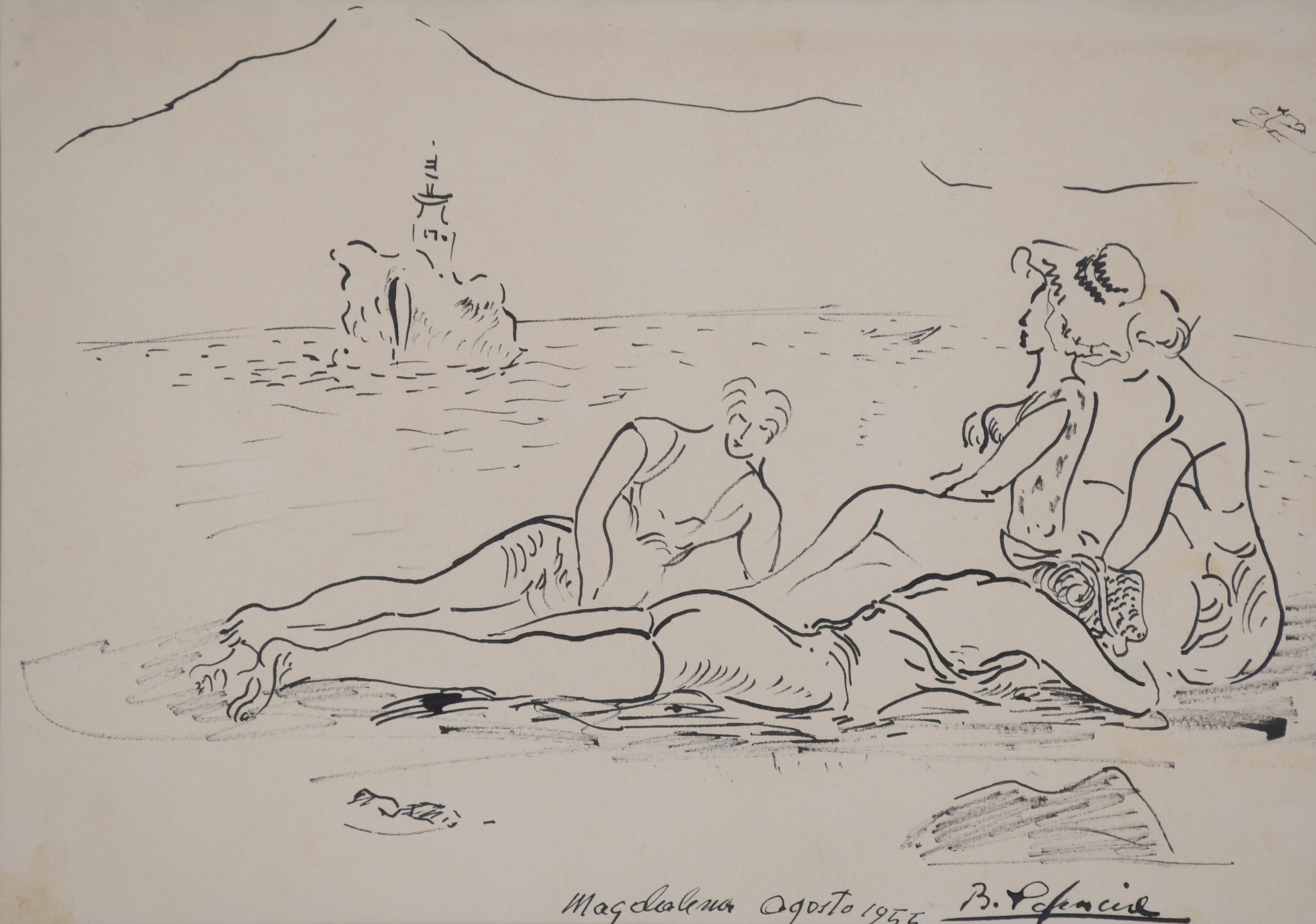 BENJAMÍN PALENCIA (1894-1980). "FIGURAS EN LA PLAYA", agost