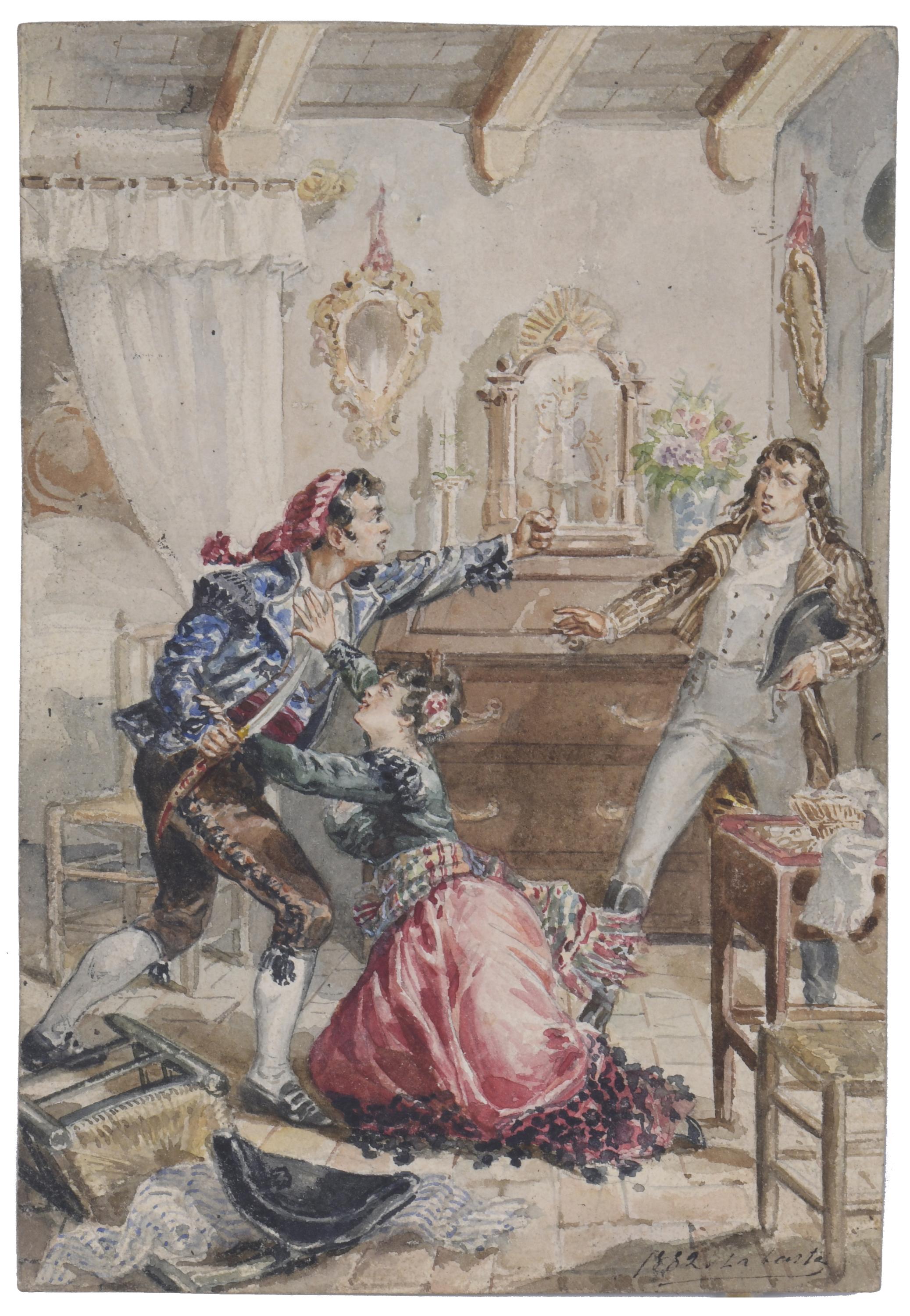 LLUÍS LABARTA I GRAÑÉ (1852-1924). Conjunto de 4 ilustracio