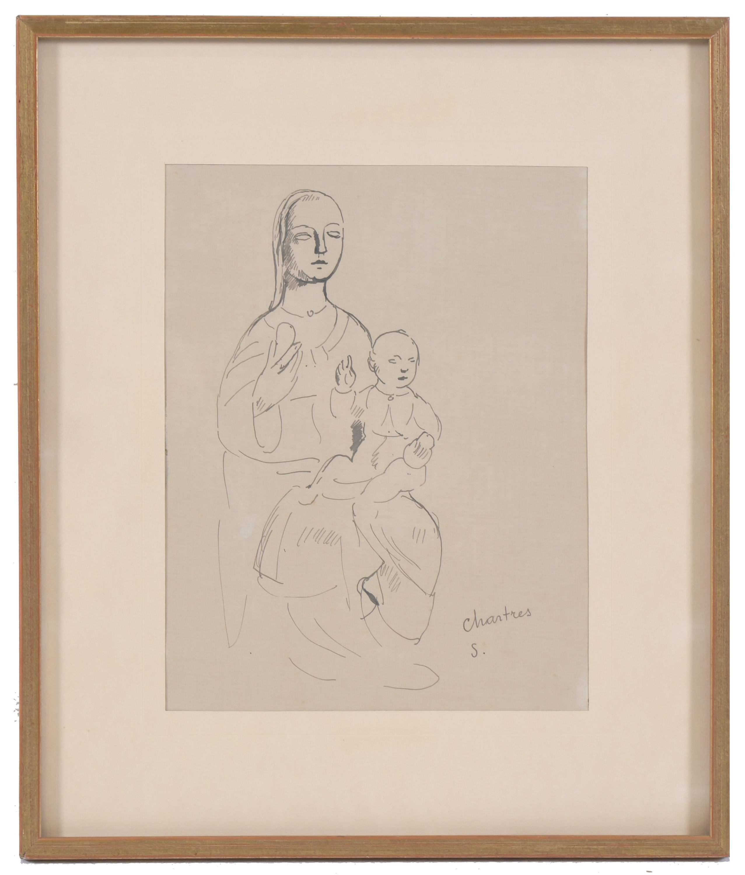 ANTOINE CHARTRES (1903-1968).  Boceto para "VIRGEN CON NIÑO