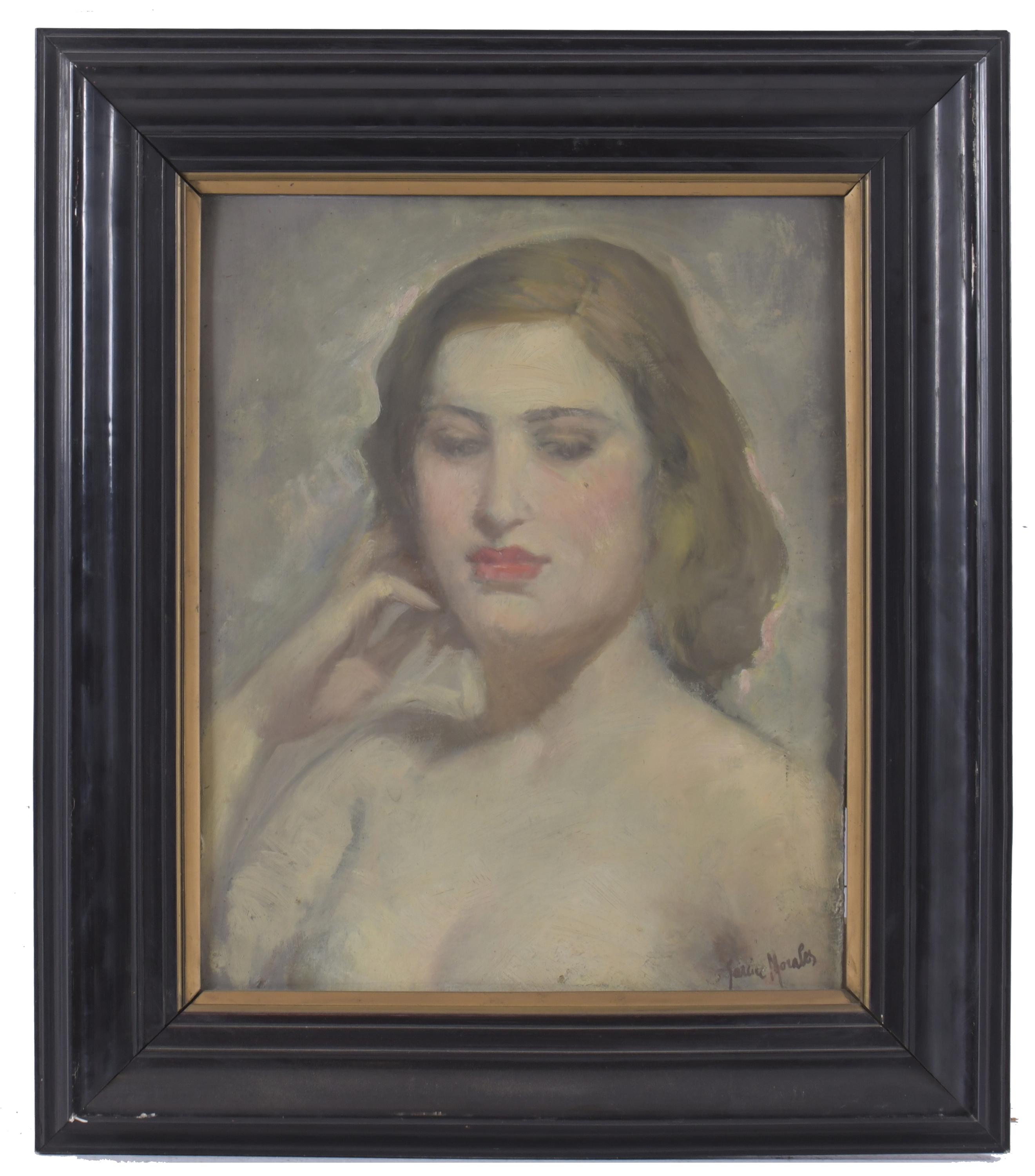 ANTONIO GARCÍA MORALES (1910-?).  "Retrato mujer".