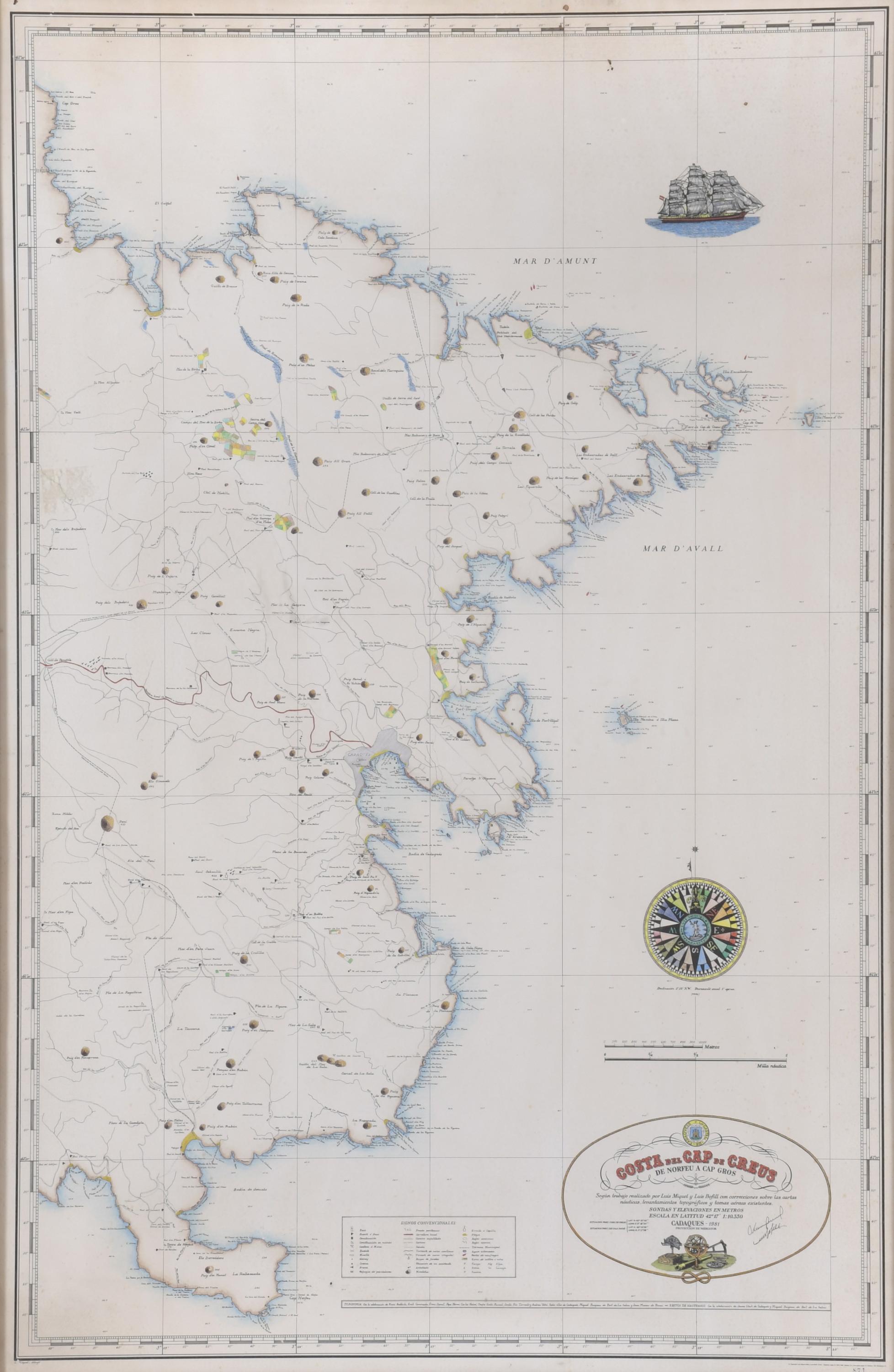 MAPA NÁUTICO DE CADAQUÉS, 1981. 