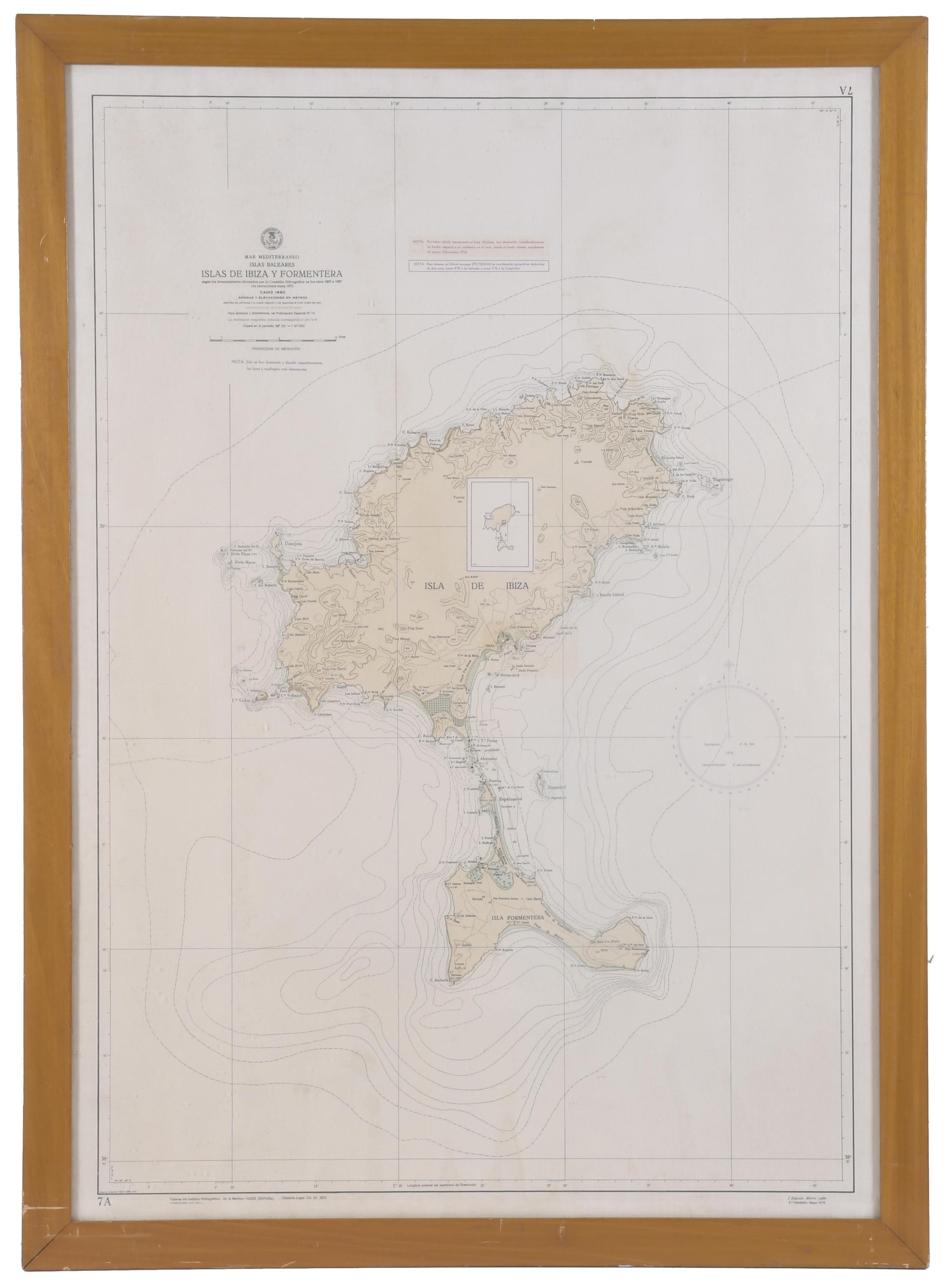 MAPA NÁUTICO DE LA COSTA DE FORMENTERA, 1976.