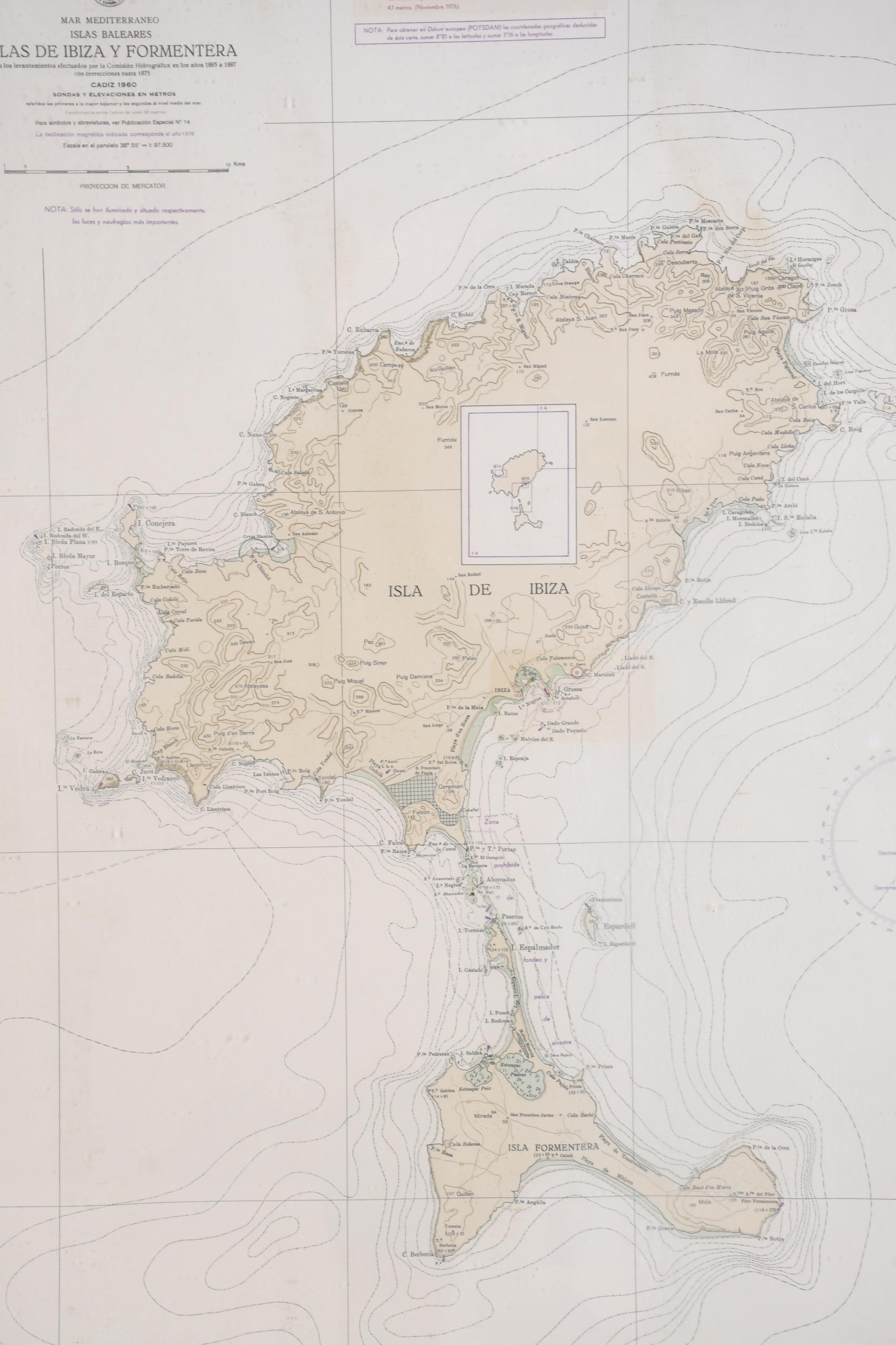 MAPA NÁUTICO DE LA COSTA DE FORMENTERA, 1976.