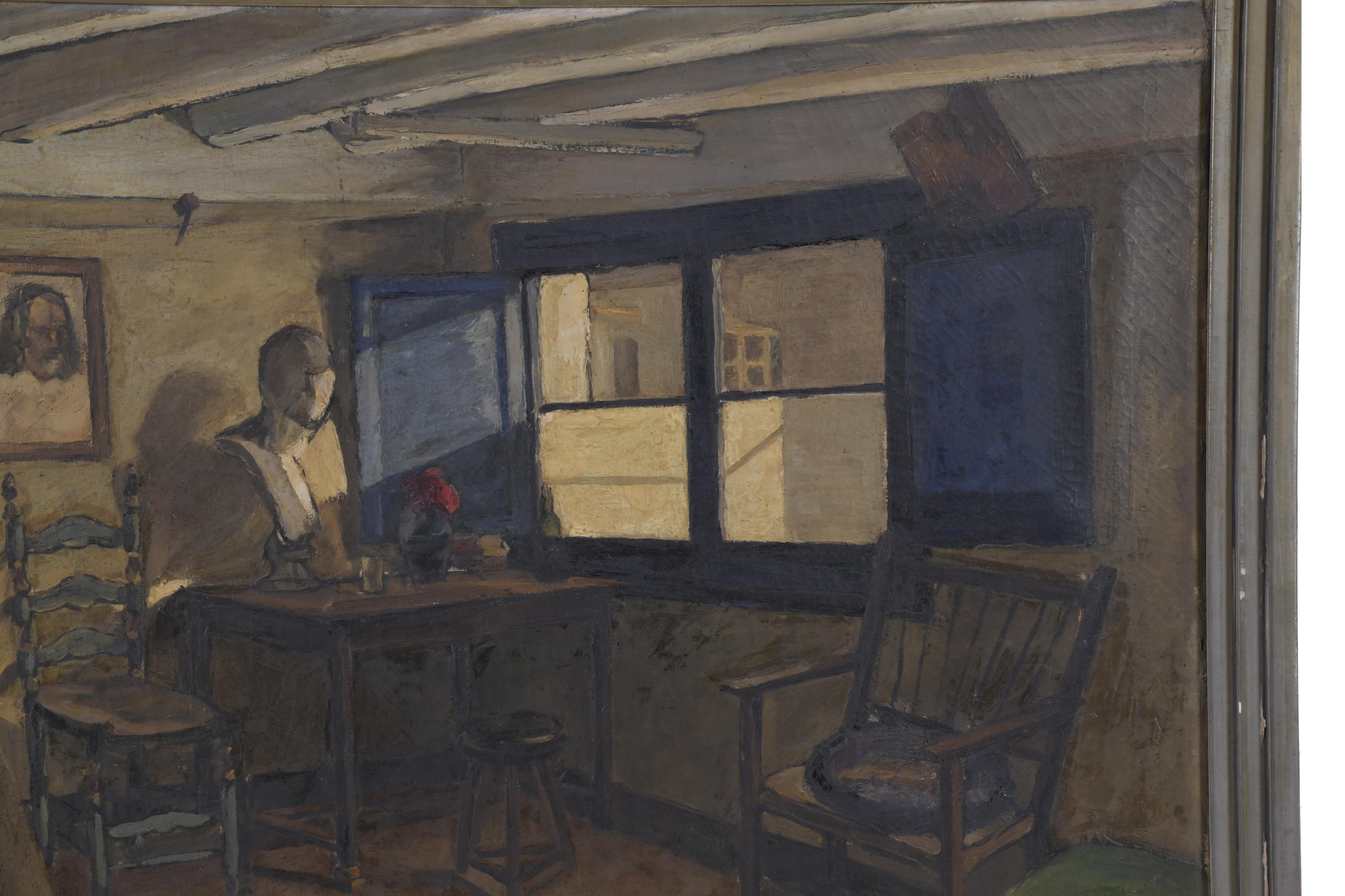ANTONI PRATS BAQUÉ (1907-?).  "Taller del pintor".