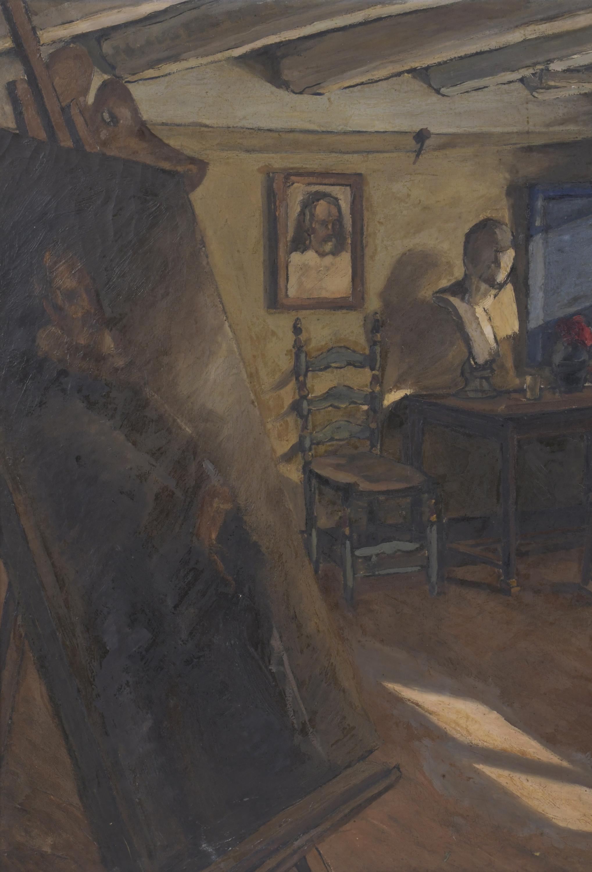 ANTONI PRATS BAQUÉ (1907-?).  "Taller del pintor".