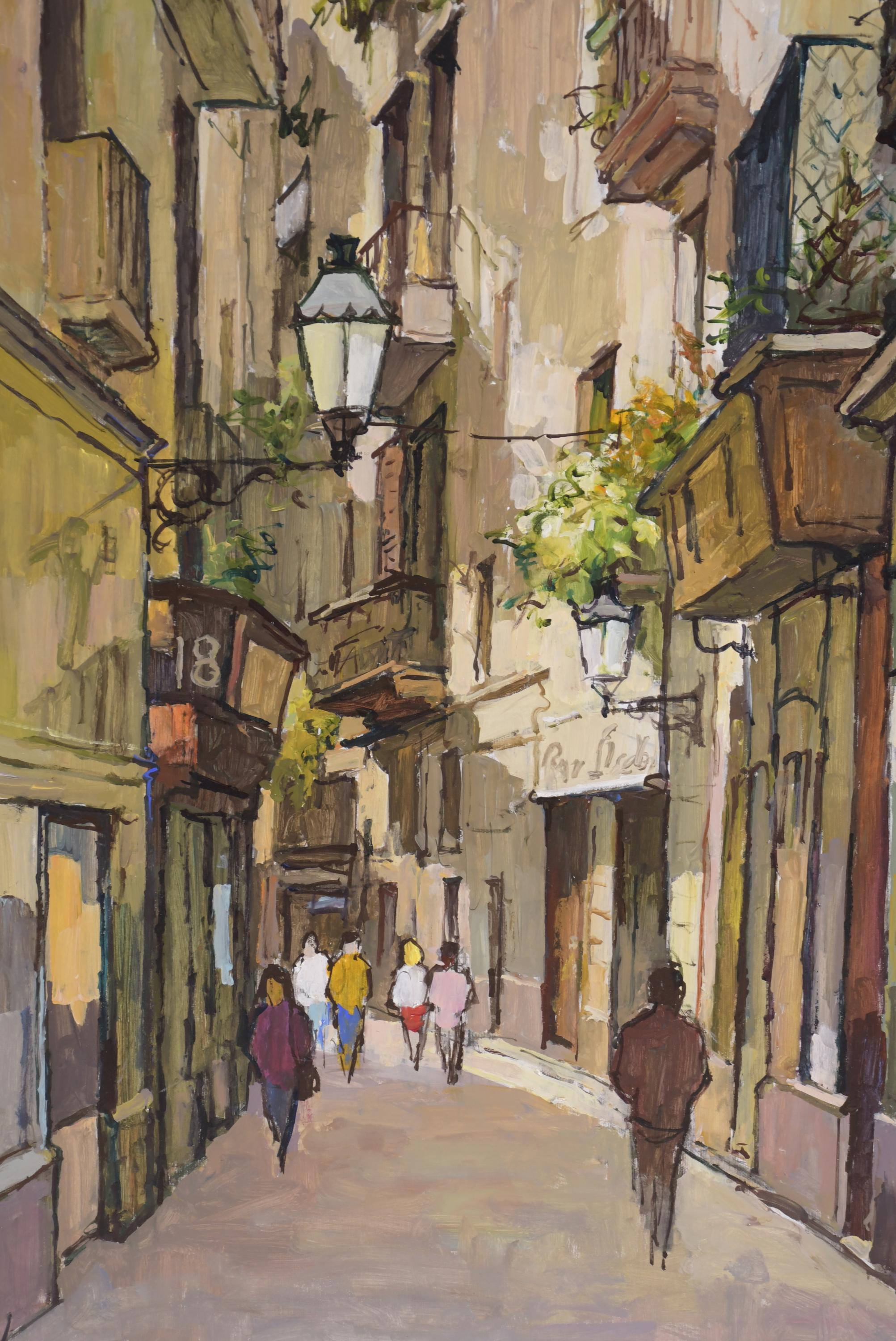 JOSÉ LUIS DE LOS COBOS SANJURJO (1934).  "Carrer Petritxol".